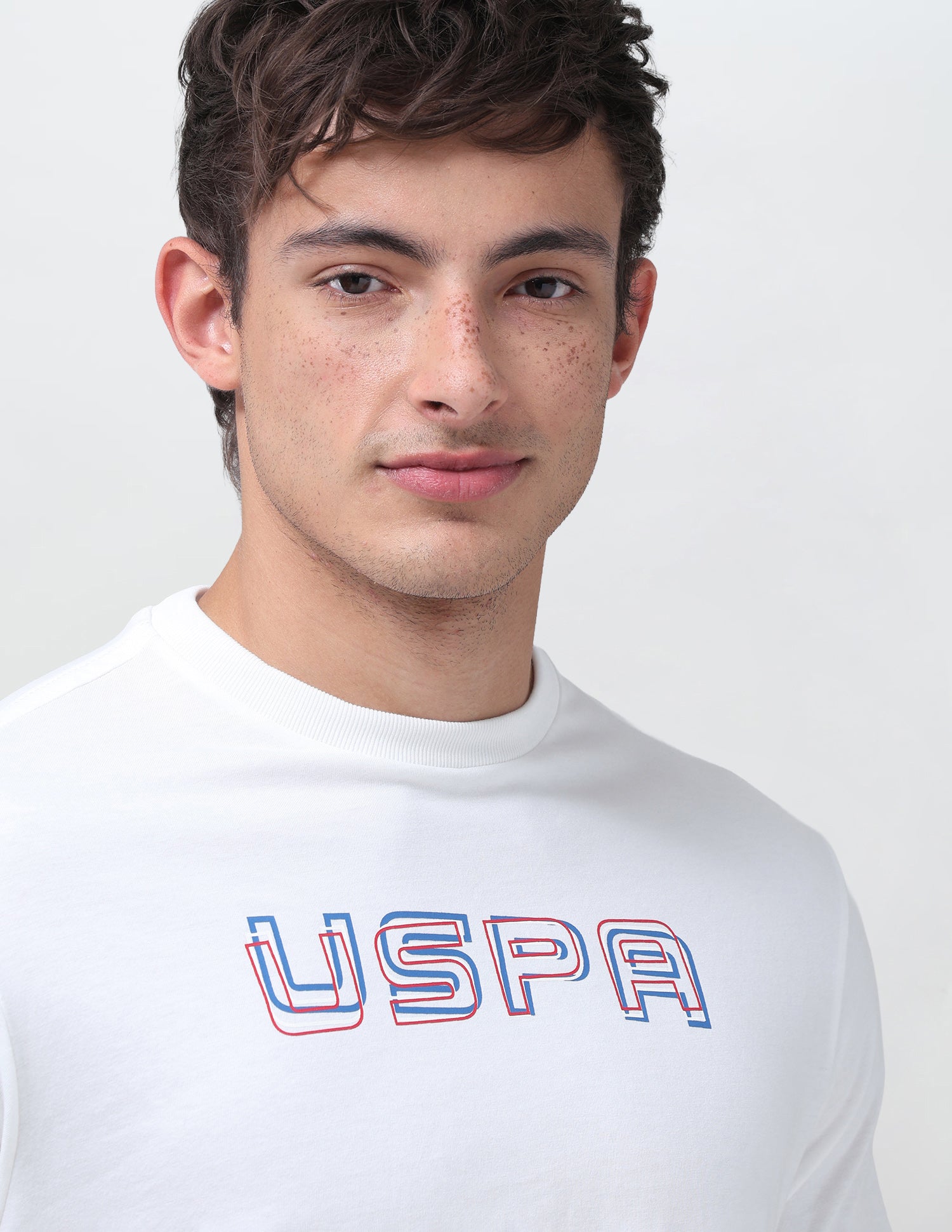 Typographic Brand Printed Regular Fit T-Shirt Ivory - U.S. Polo Assn. India | Large