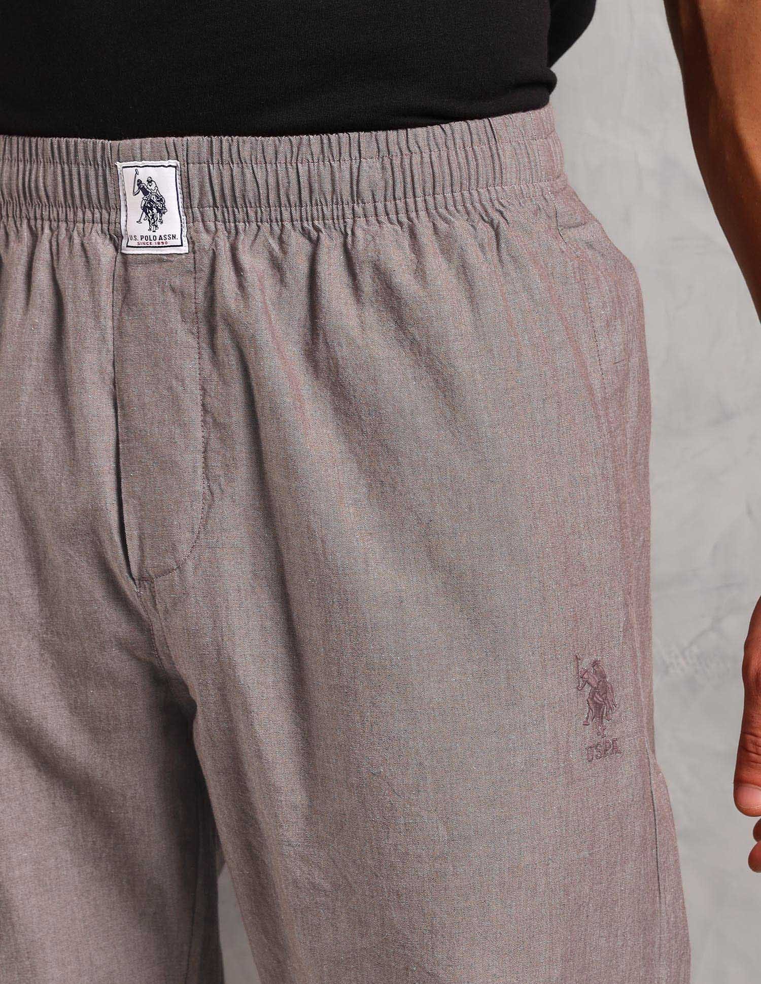 Heathered Pure Cotton I658 Lounge Pants - Pack Of 1 Maroon Chambray - U.S. Polo Assn. India | Large