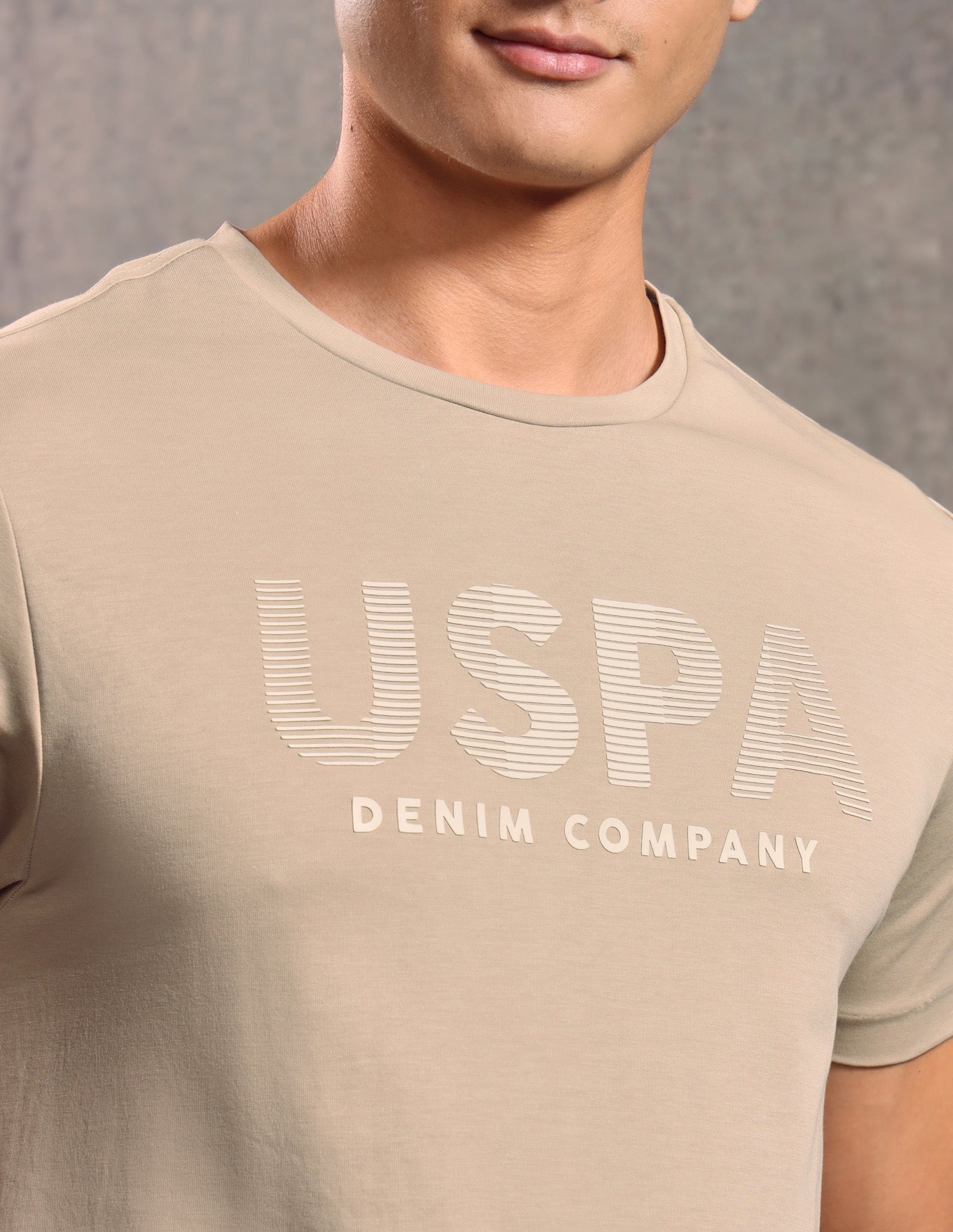 Brand Embossed Regular Fit T-shirt Beige - U.S. POLO ASSN. | Large