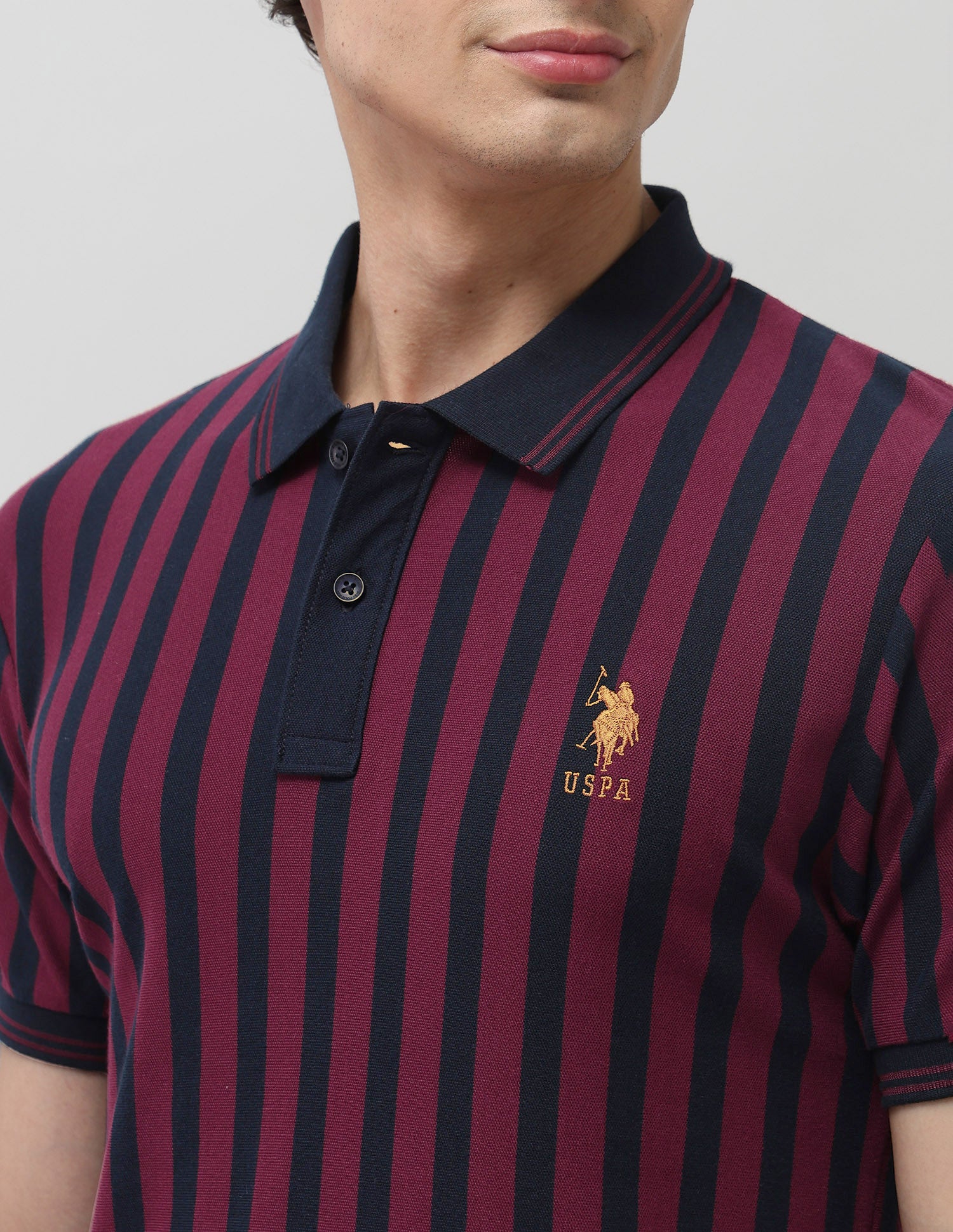 Vertical Striped Slim Fit Polo Shirt Maroon - U.S. POLO ASSN. | Large