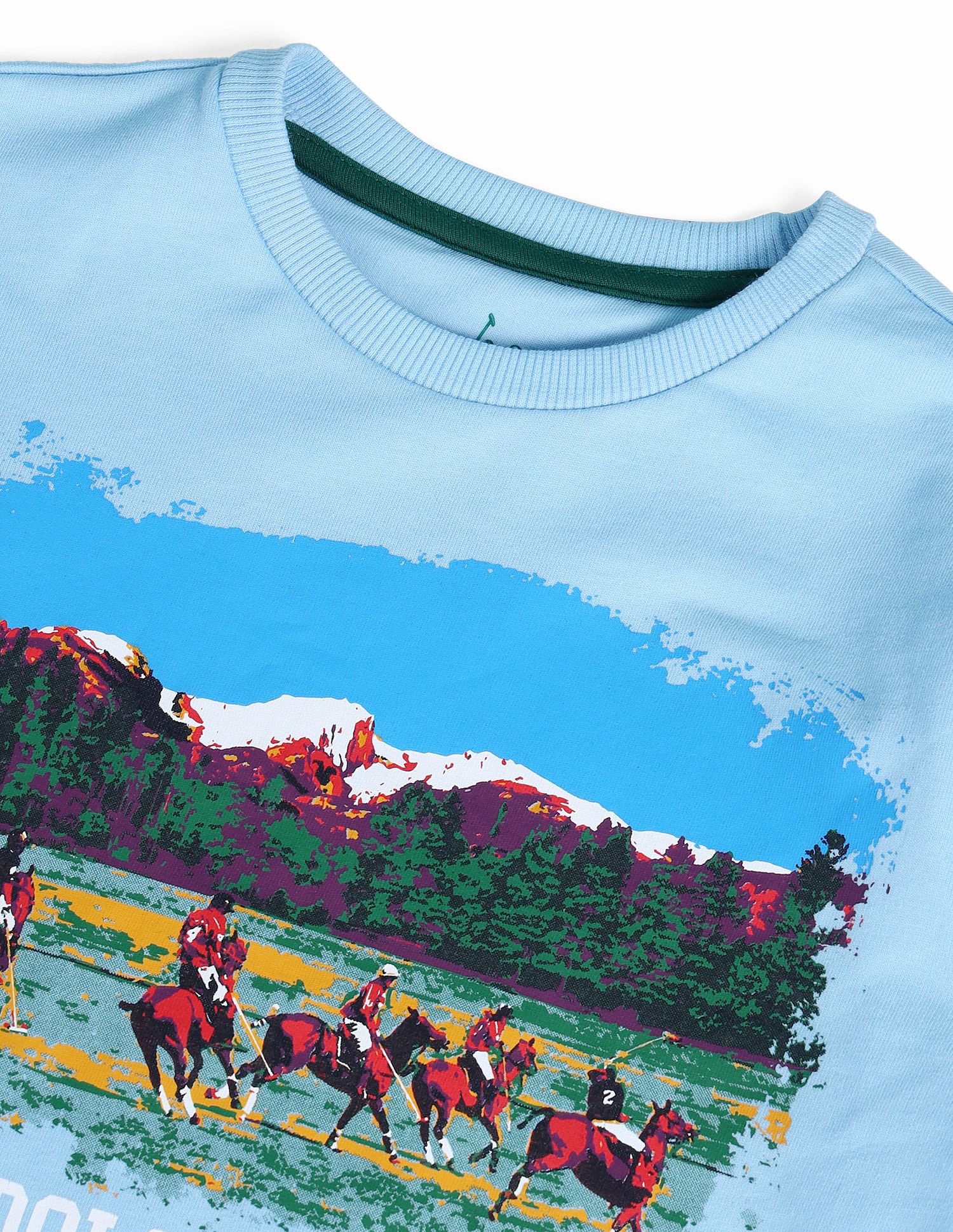 Boys Printed Regular Fit Sweatshirt Light Blue - U.S. Polo Assn. India | Large