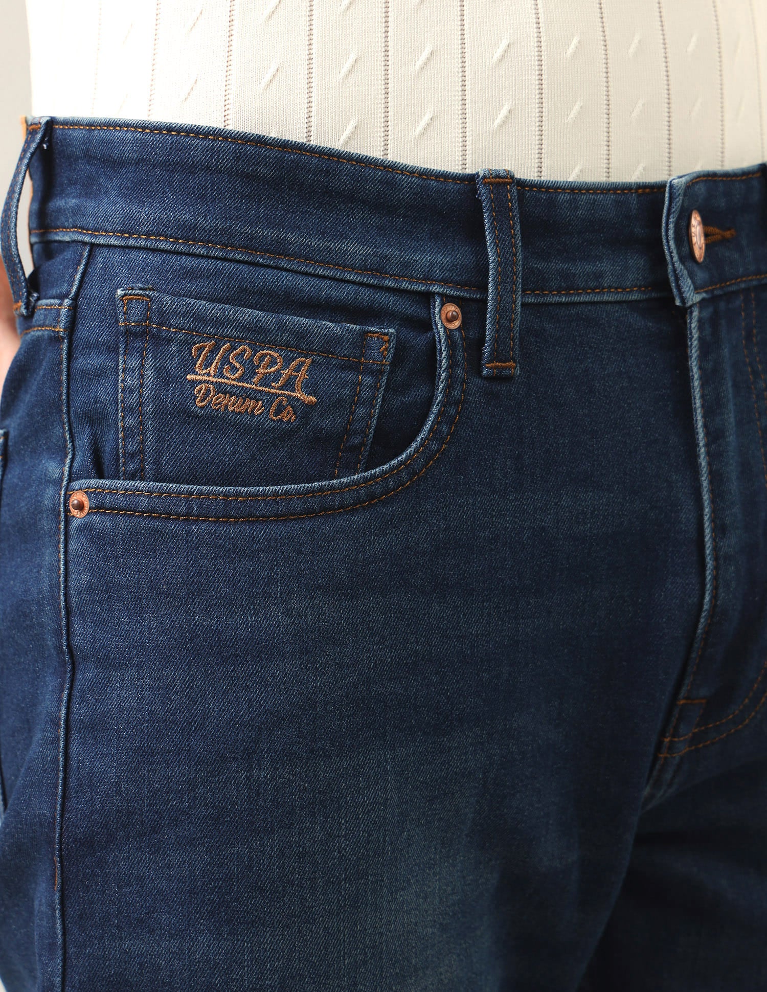 Cole Comfort Cropped Fit Blue Jeans Blue - U.S. Polo Assn. India | Large