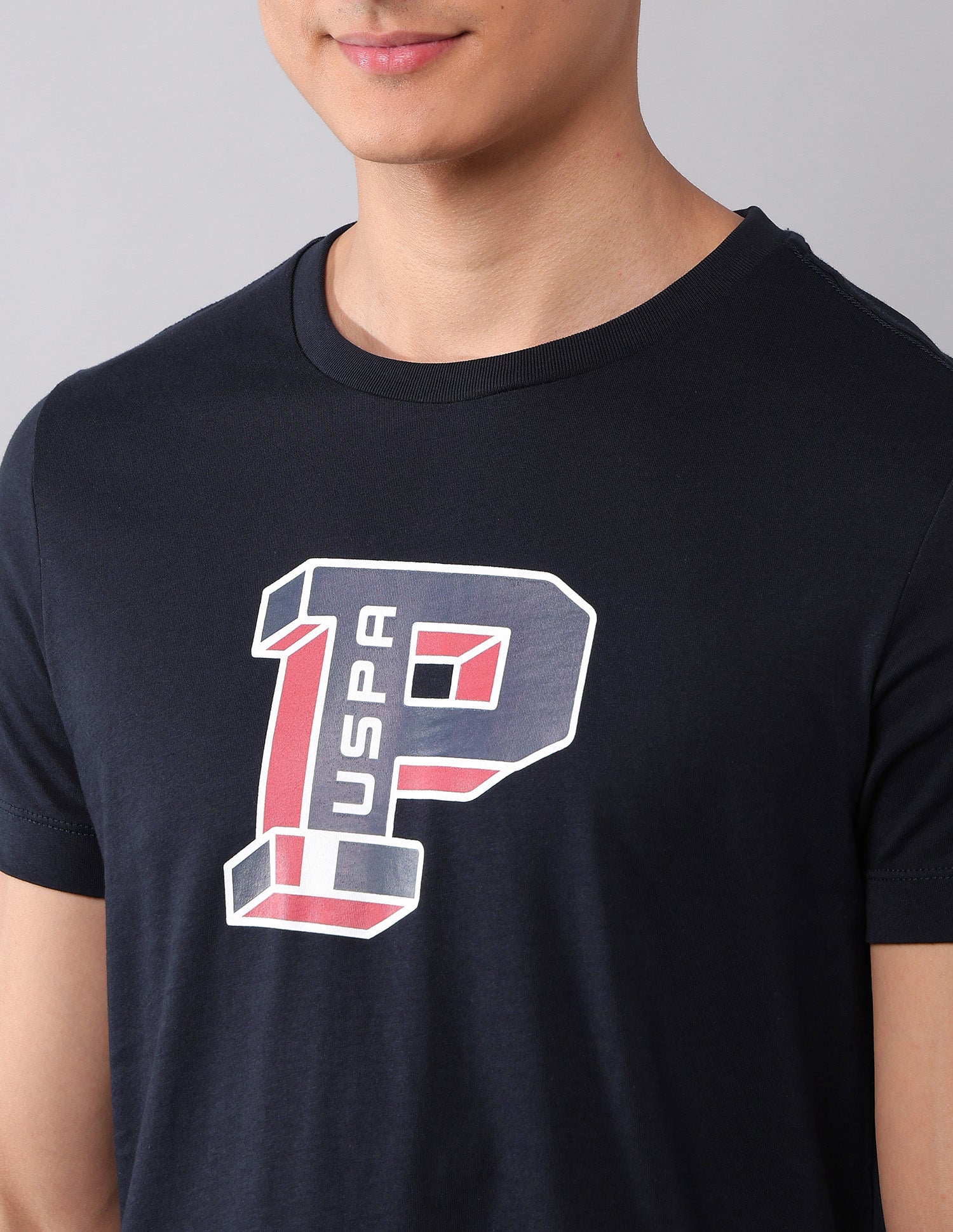 Muscle Fit Brand Printed T-Shirt Navy - U.S. Polo Assn. India | Large
