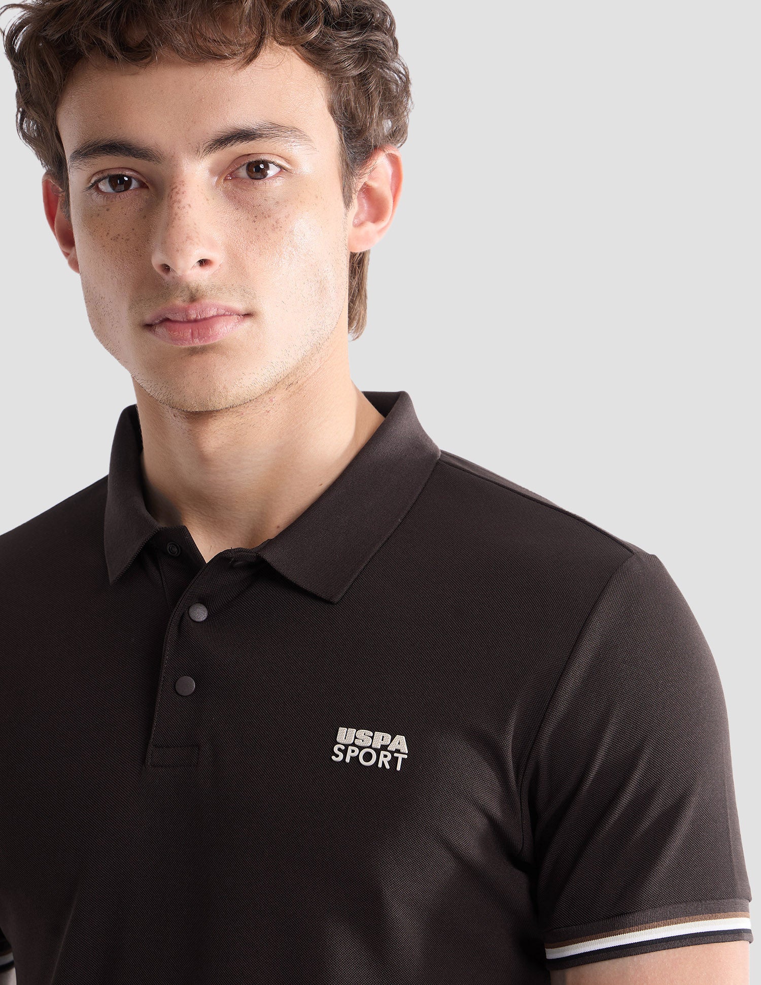 Solid Slim Fit Active Polo Shirt Dark Brown - U.S. Polo Assn. India | Large
