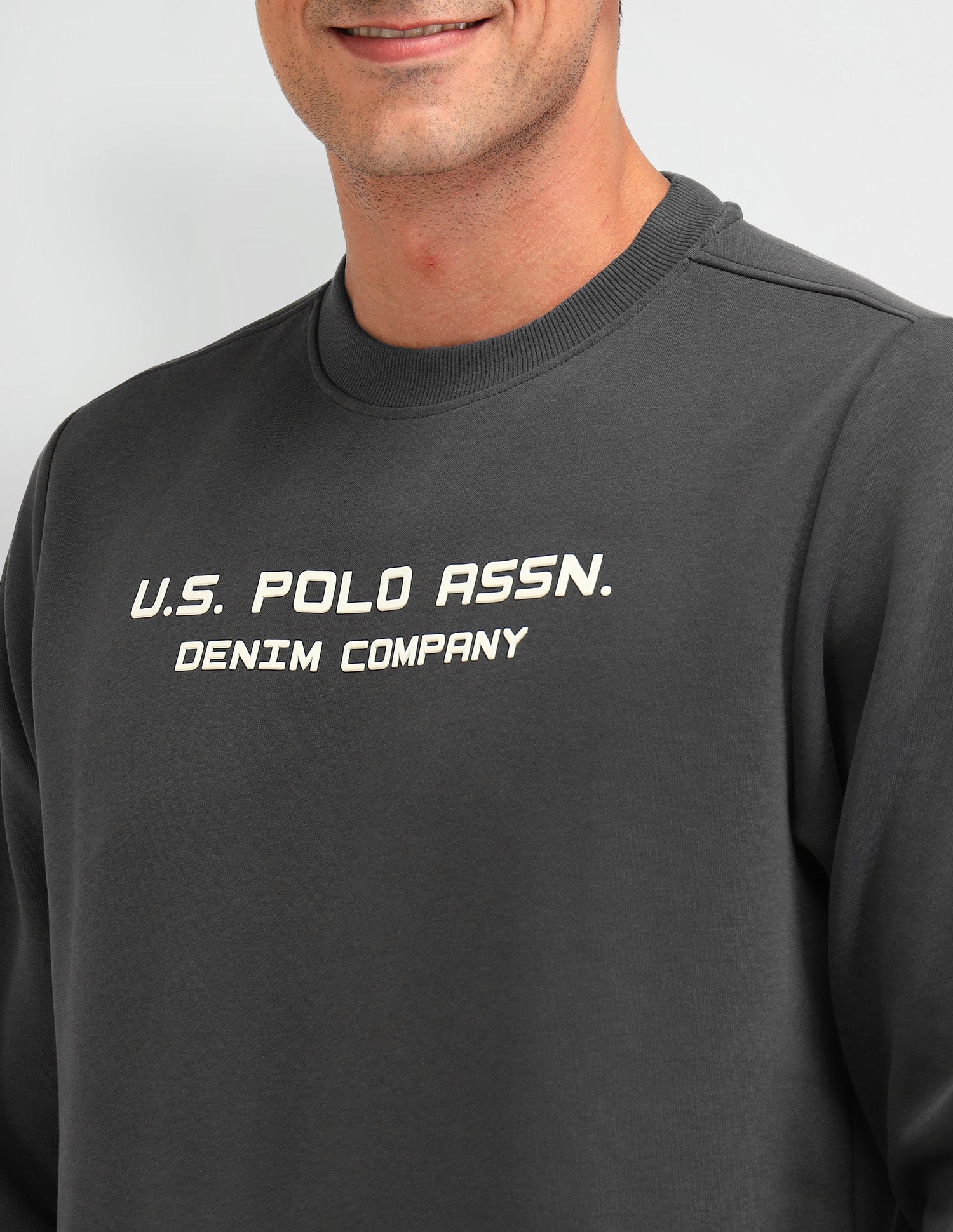 Brand Printed Regular Fit Sweatshirt Dark Grey - U.S. POLO ASSN. | Large