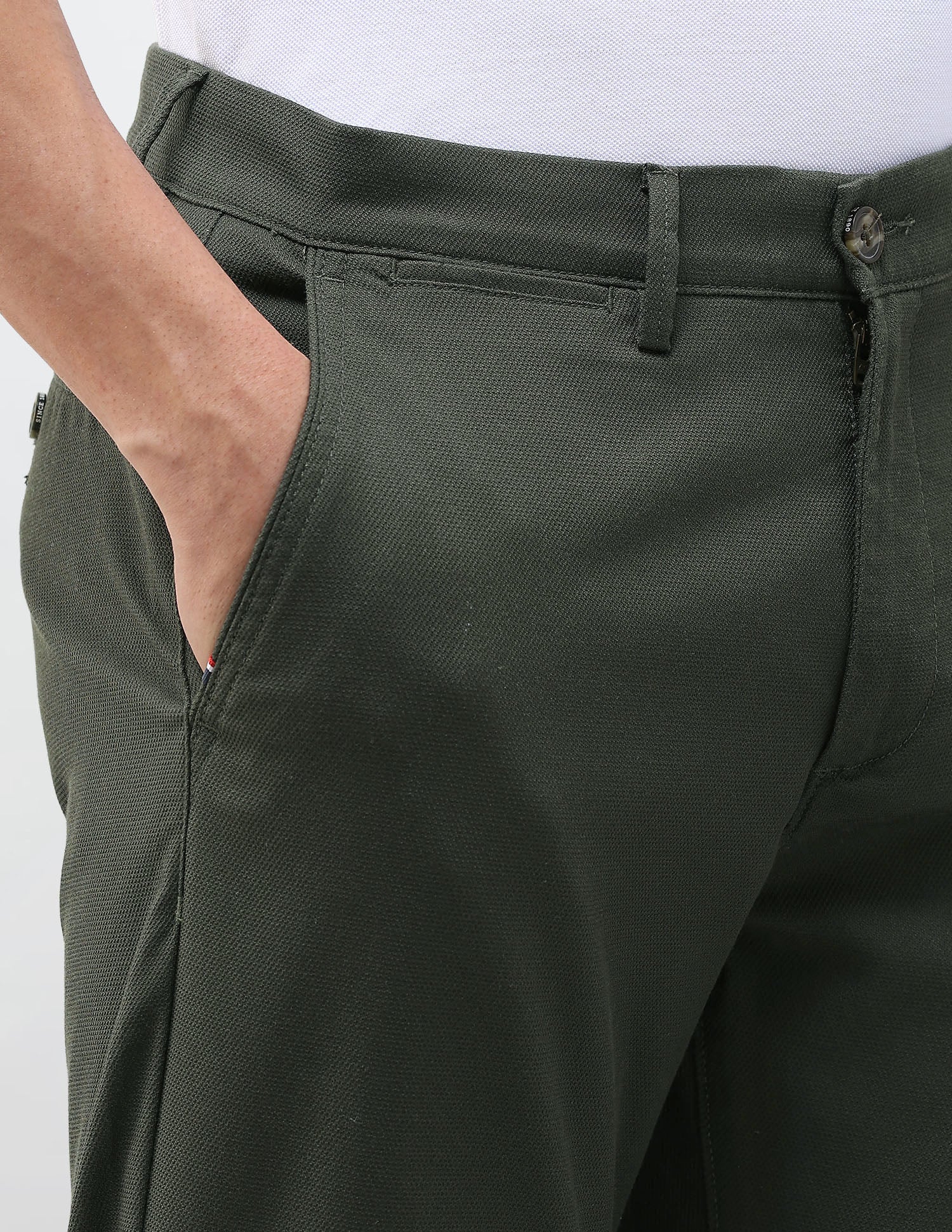 Riley Straight Fit Satin Trousers Dark Olive - U.S. Polo Assn. India | Large