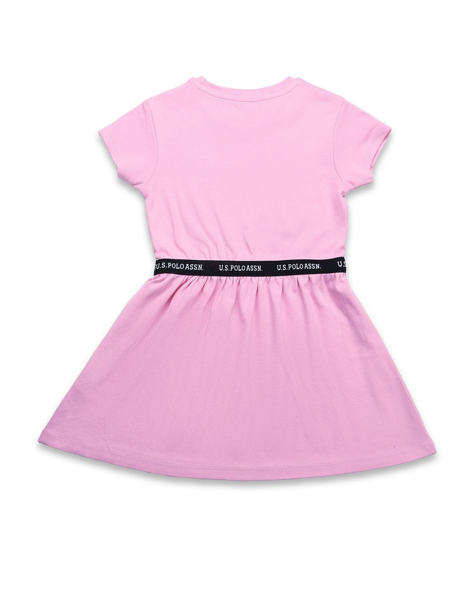 Girls Solid Fit And Flare Dress Pink - U.S. POLO ASSN. | Large