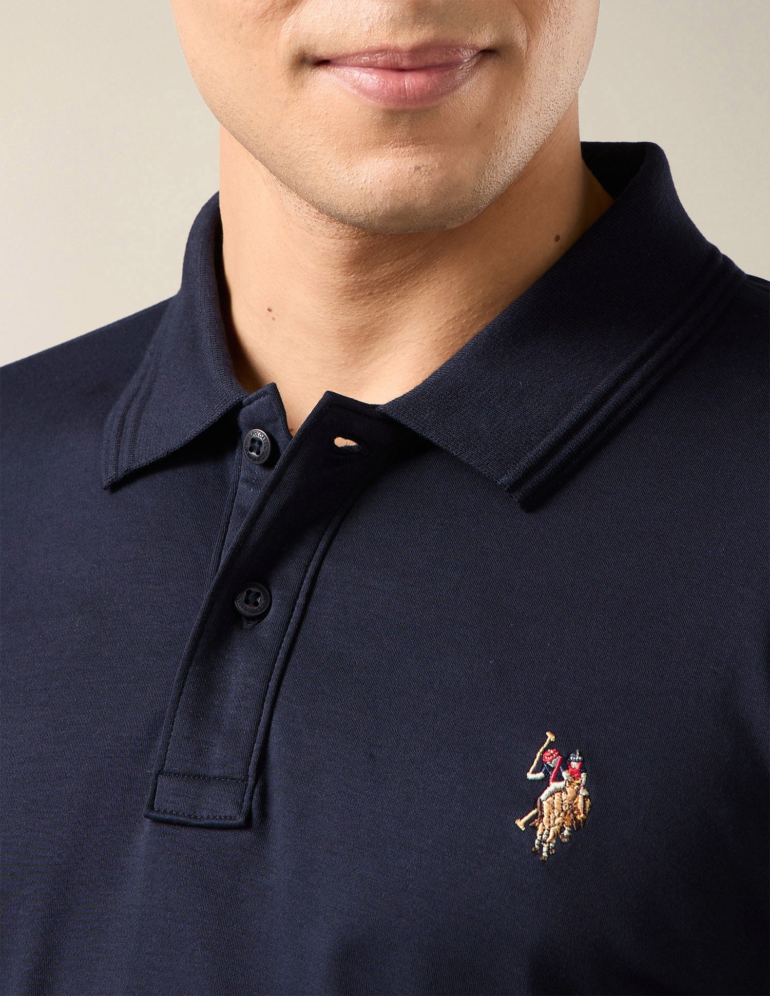 Solid Slim Fit Polo Shirt Dark Blue - U.S. Polo Assn. India | Large