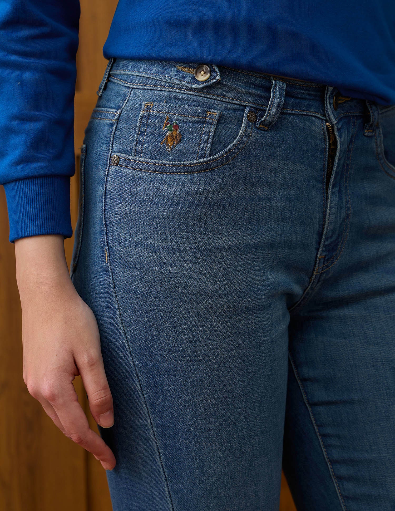 High Rise Flared Fit Jeans Blue - U.S. POLO ASSN. | Large