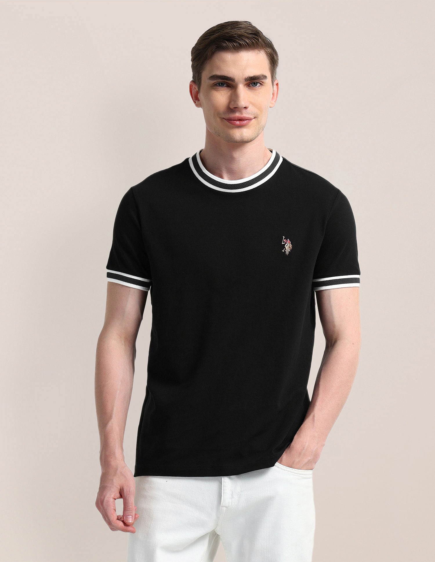 Muscle fit Cotton T-Shirt Black - U.S. POLO ASSN. | Large