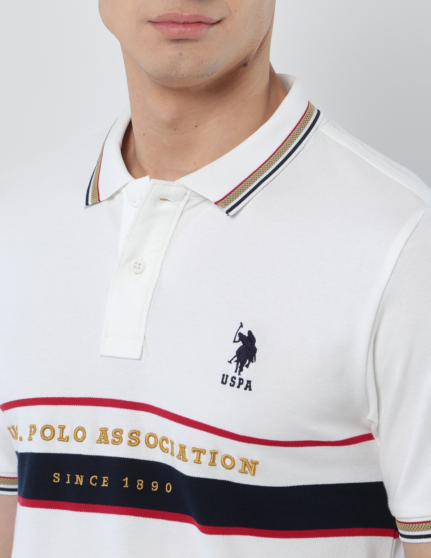 Brand Embroidered Slim Fit Polo Shirt White - U.S. POLO ASSN. | Large