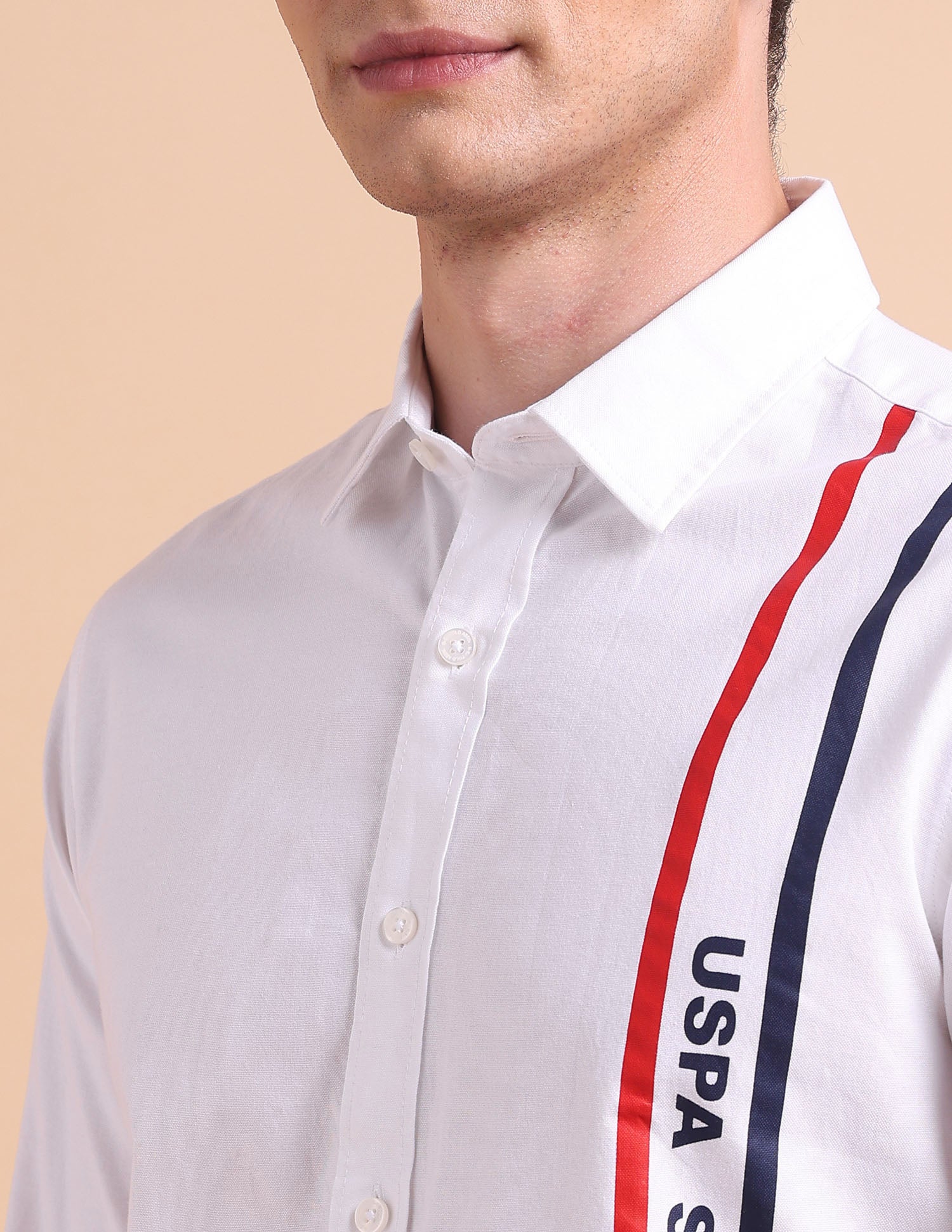 Brand Printed Tailored Fit Oxford Shirt White - U.S. POLO ASSN. | Large