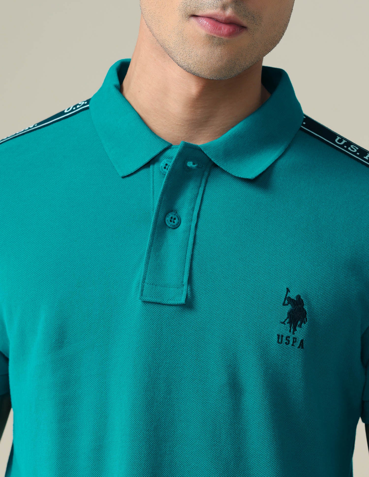 Brand Tape Slim Polo Shirt Teal - U.S. POLO ASSN. | Large
