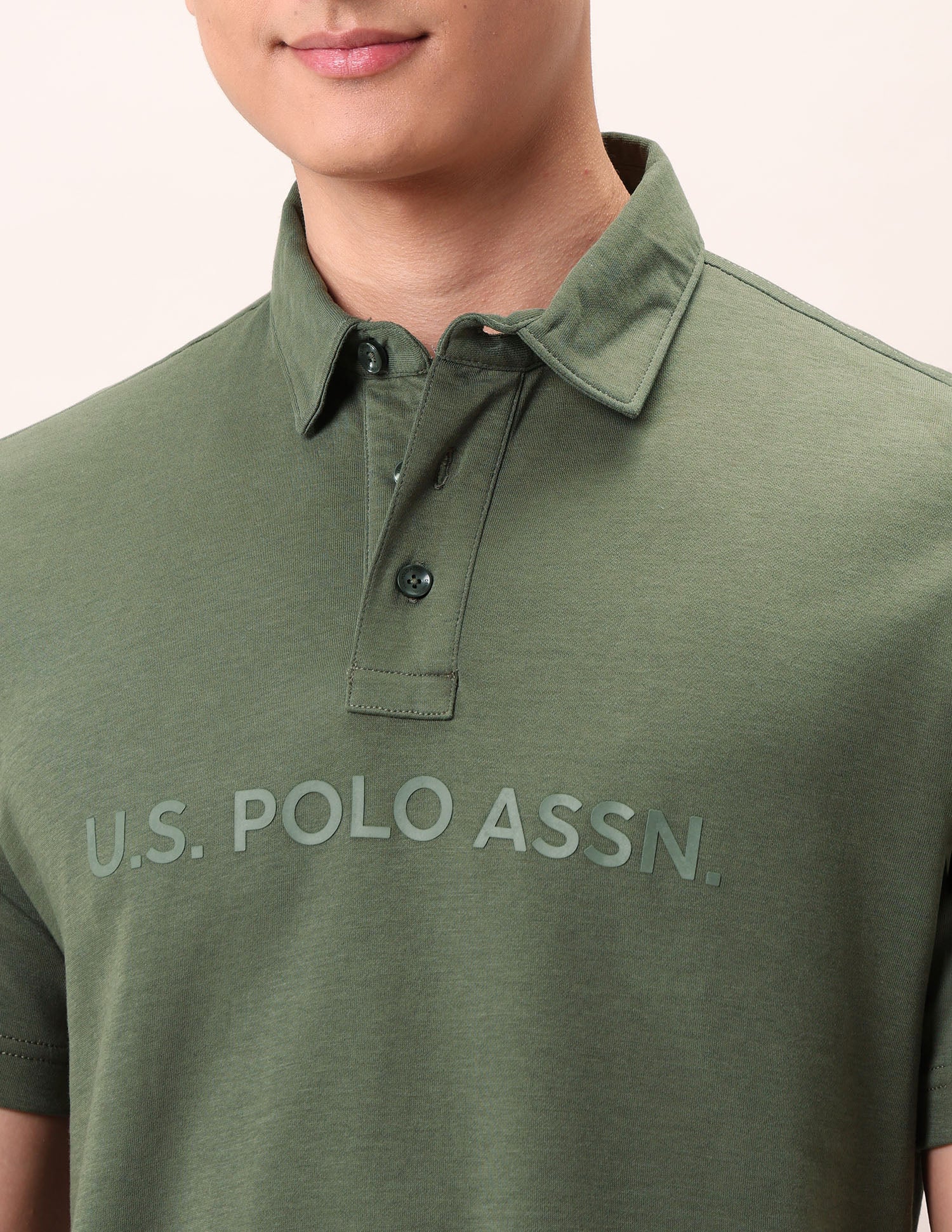 Brand Embossed Outdoor Polo Shirt Olive - U.S. Polo Assn. India | Large