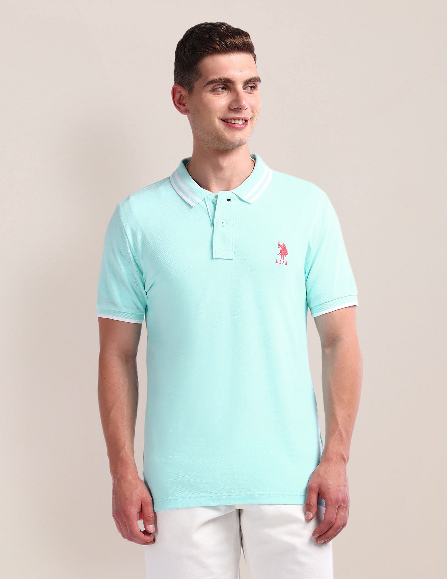 Solid Slim Fit Polo Shirt Blue - U.S. Polo Assn. India | Large