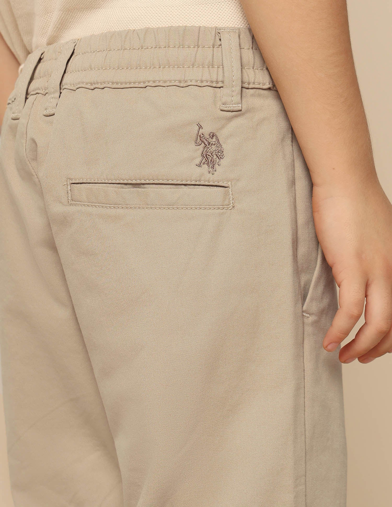 Boys Twill Regular Fit Trousers Khaki - U.S. POLO ASSN. | Large