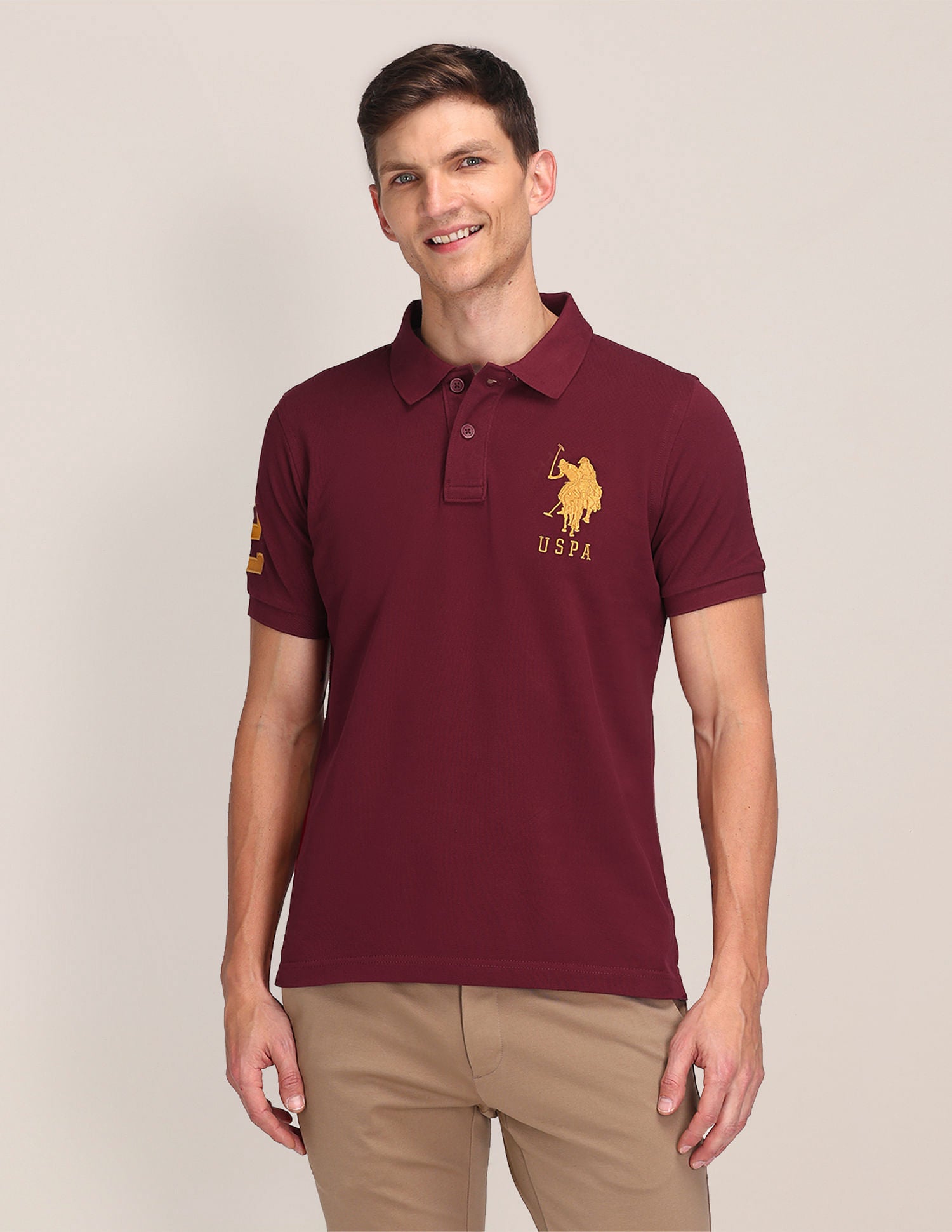 Solid Slim Fit Polo Shirt Maroon - U.S. POLO ASSN. | Large
