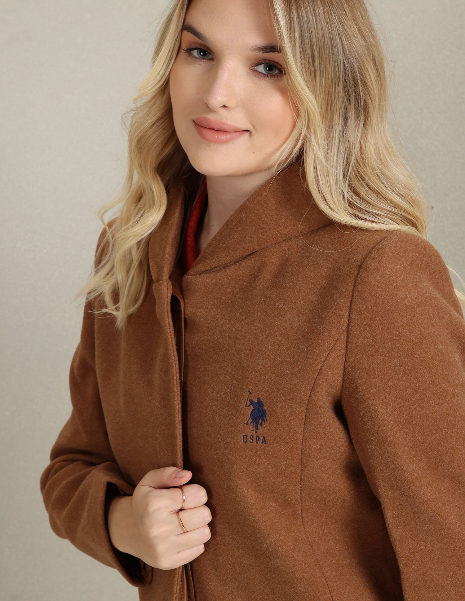 Solid Longline Hooded Jacket Tan - U.S. Polo Assn. India | Large