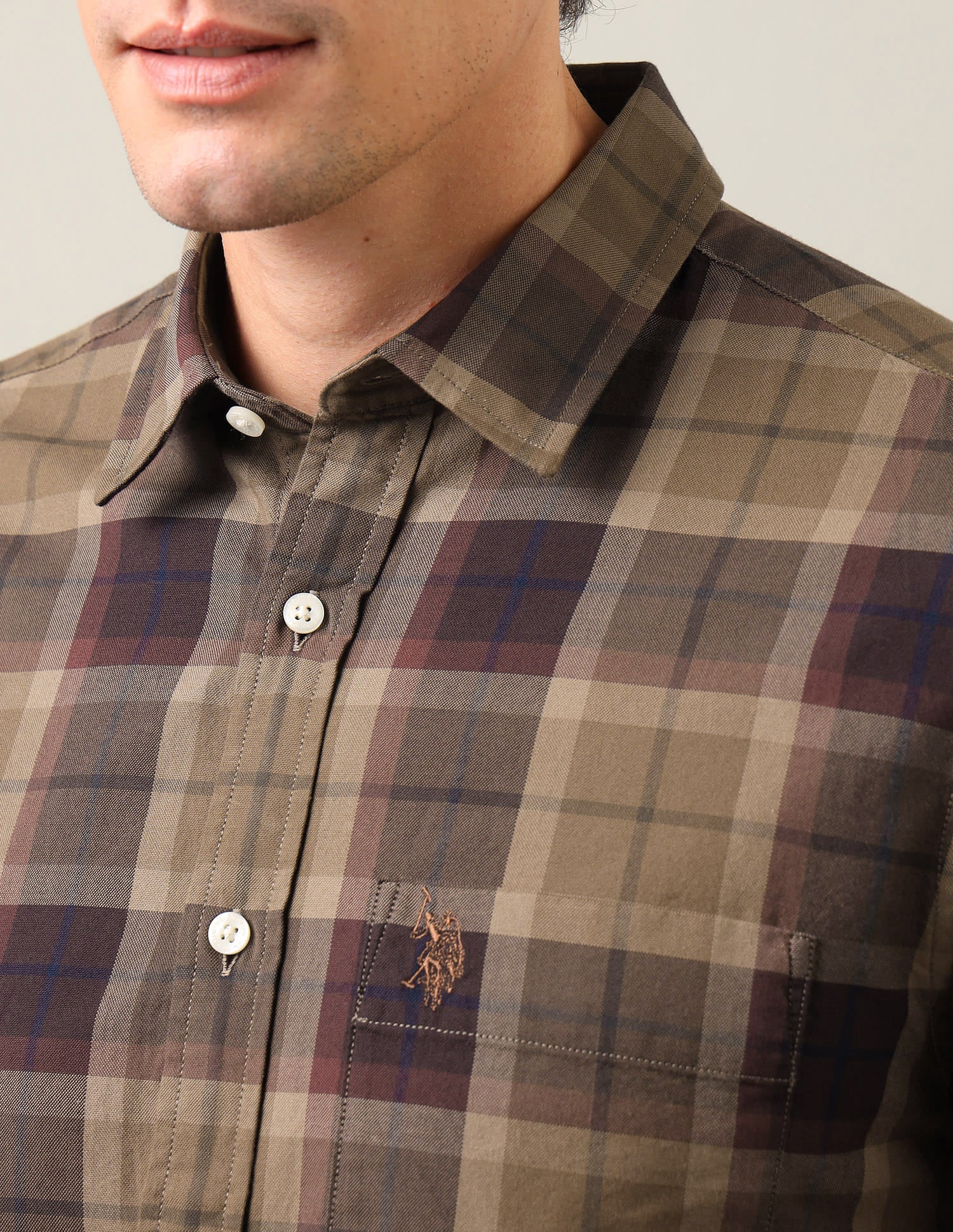 Tartan Checked Regular Fit Shirt Brown - U.S. Polo Assn. India | Large