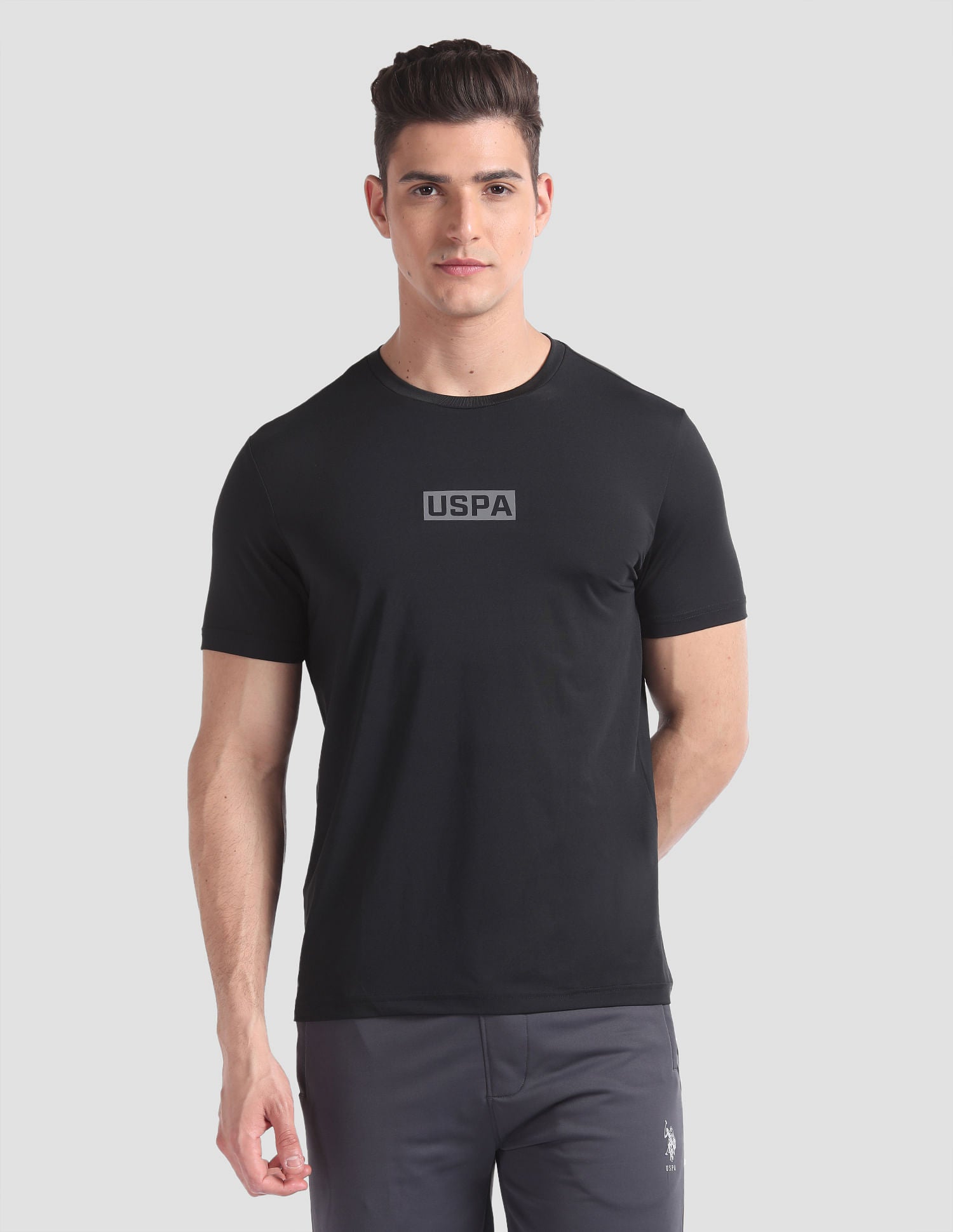 Solid AE002 Lounge T-Shirt - Pack Of 1 Black - U.S. POLO ASSN. | Large