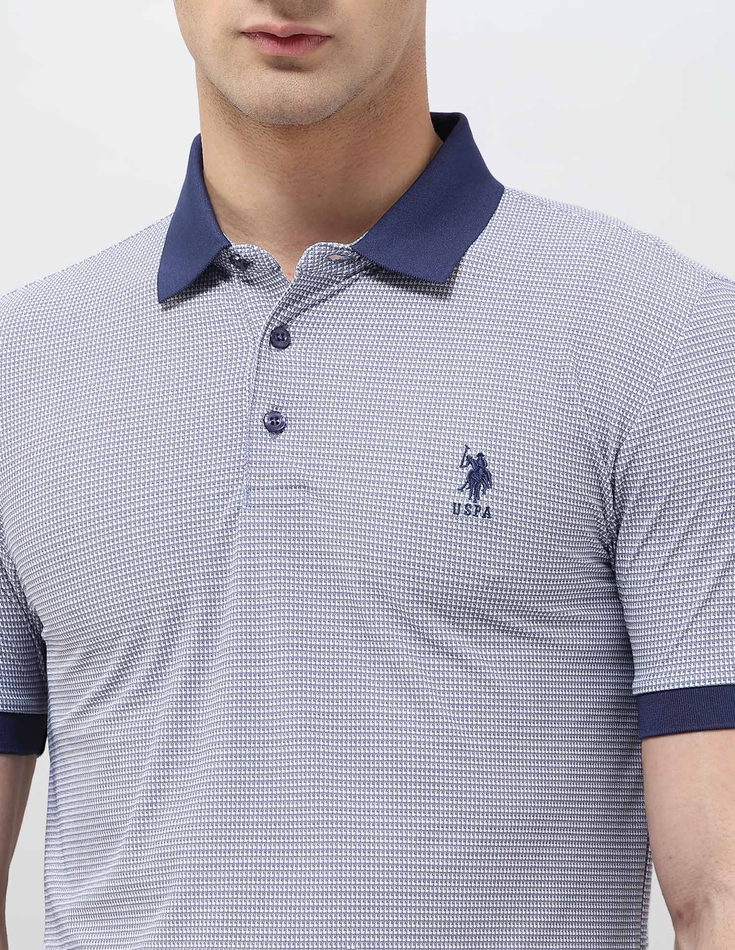 All-Over Printed Slim Fit Polo Shirt Navy - U.S. POLO ASSN. | Large