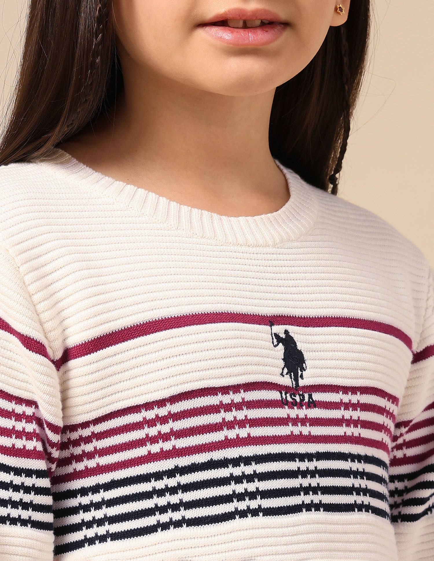 Girls Regular Fit Sweater Dress Off White - U.S. POLO ASSN. | Large