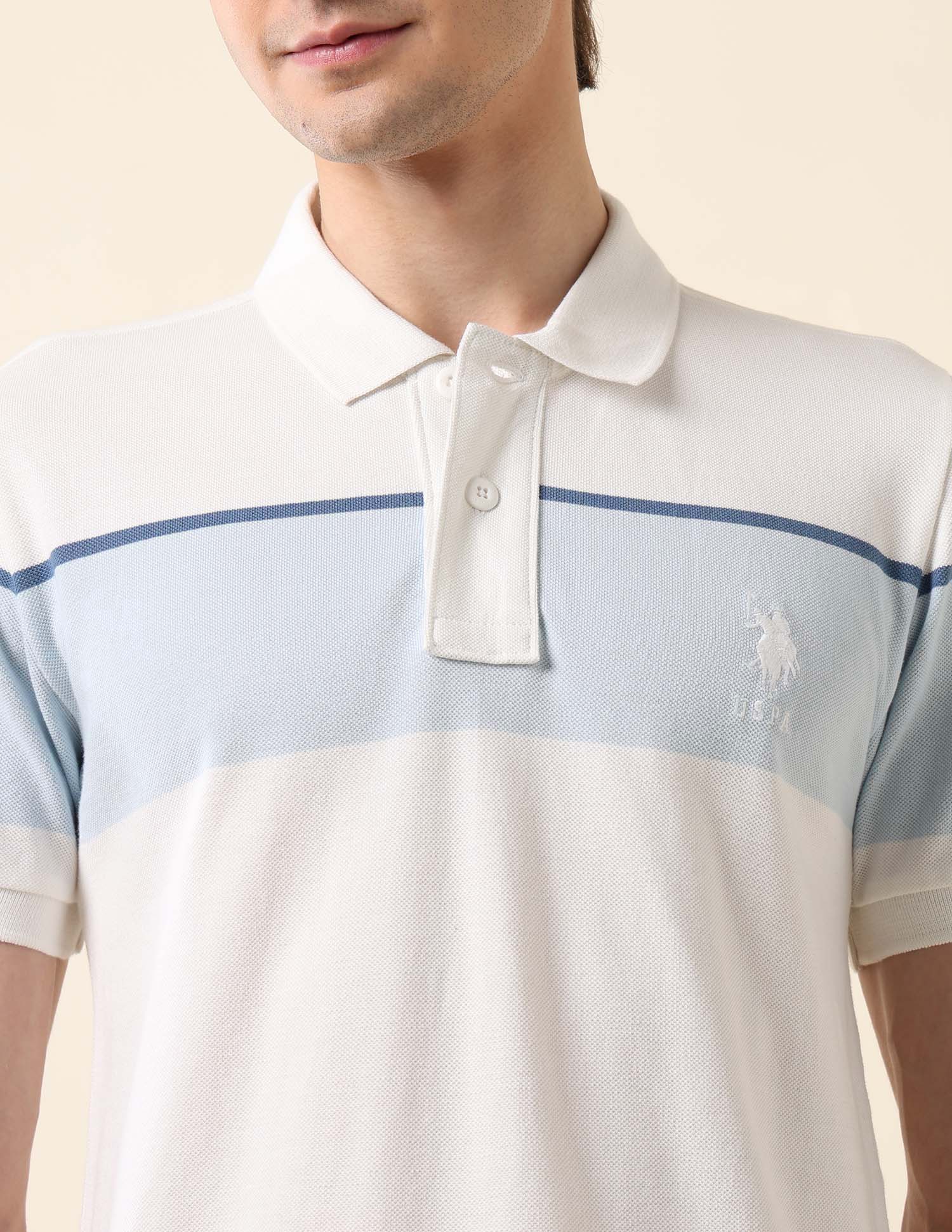 Colourblocked Classic Polo Shirt Off White - U.S. POLO ASSN. | Large