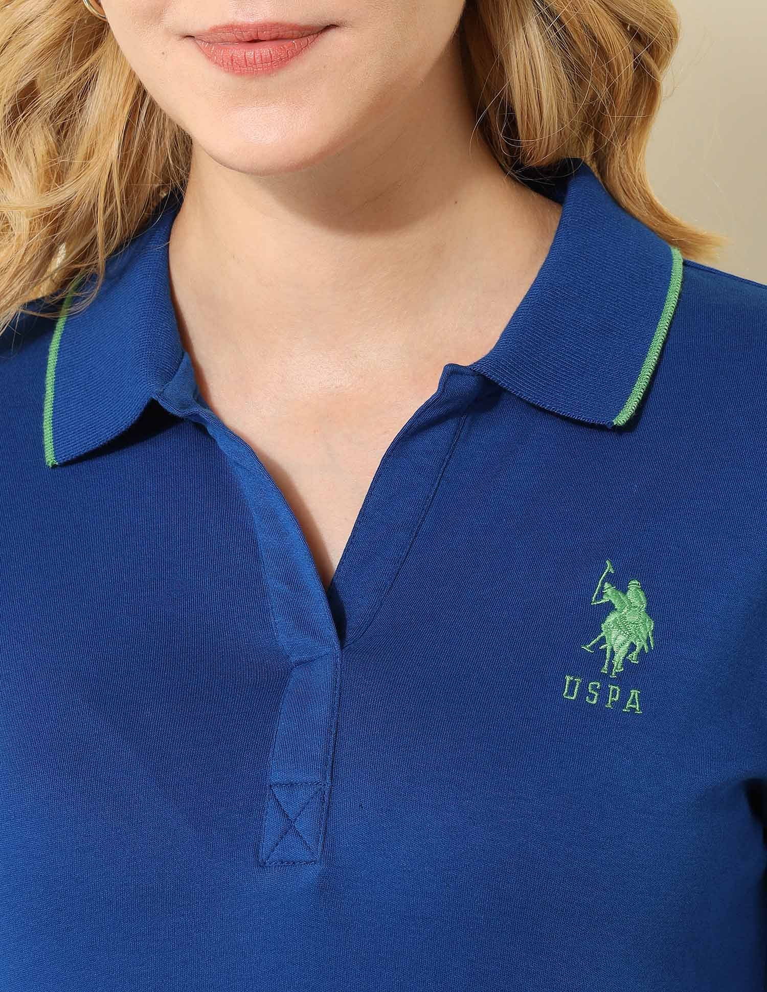 Tipped Collar Regular Fit Polo Shirt Blue - U.S. Polo Assn. India | Large