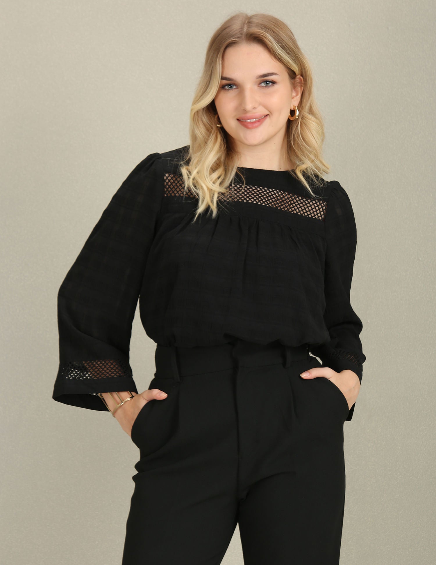 Lace Detail Long Sleeve Top Black - U.S. Polo Assn. India | Large
