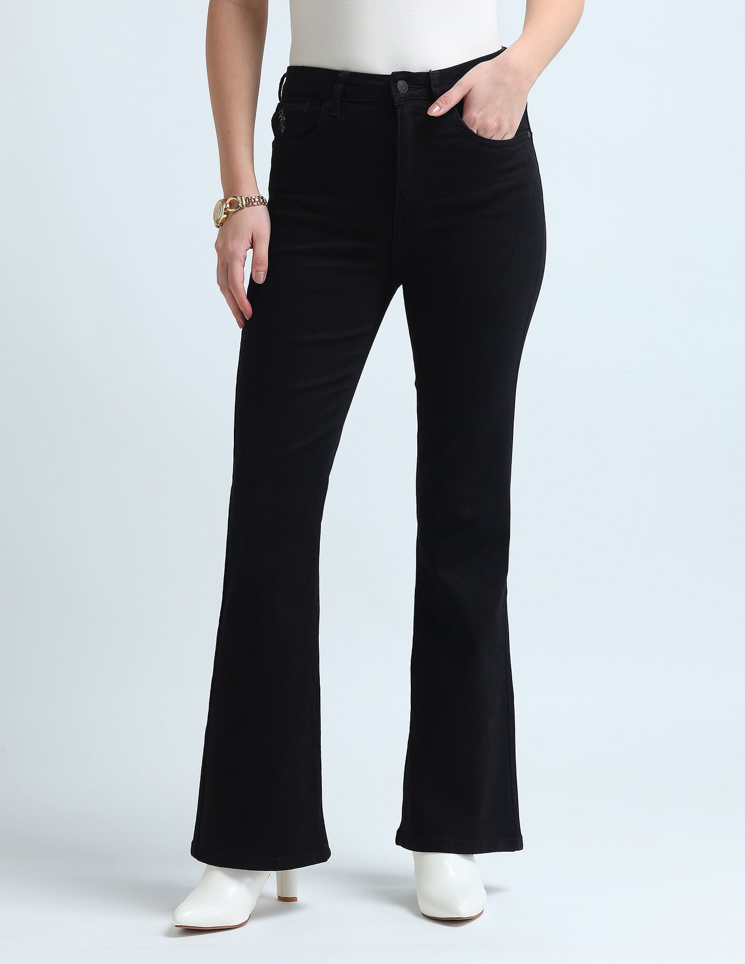 Flared Fit Black Jeans Black - U.S. Polo Assn. India | Large