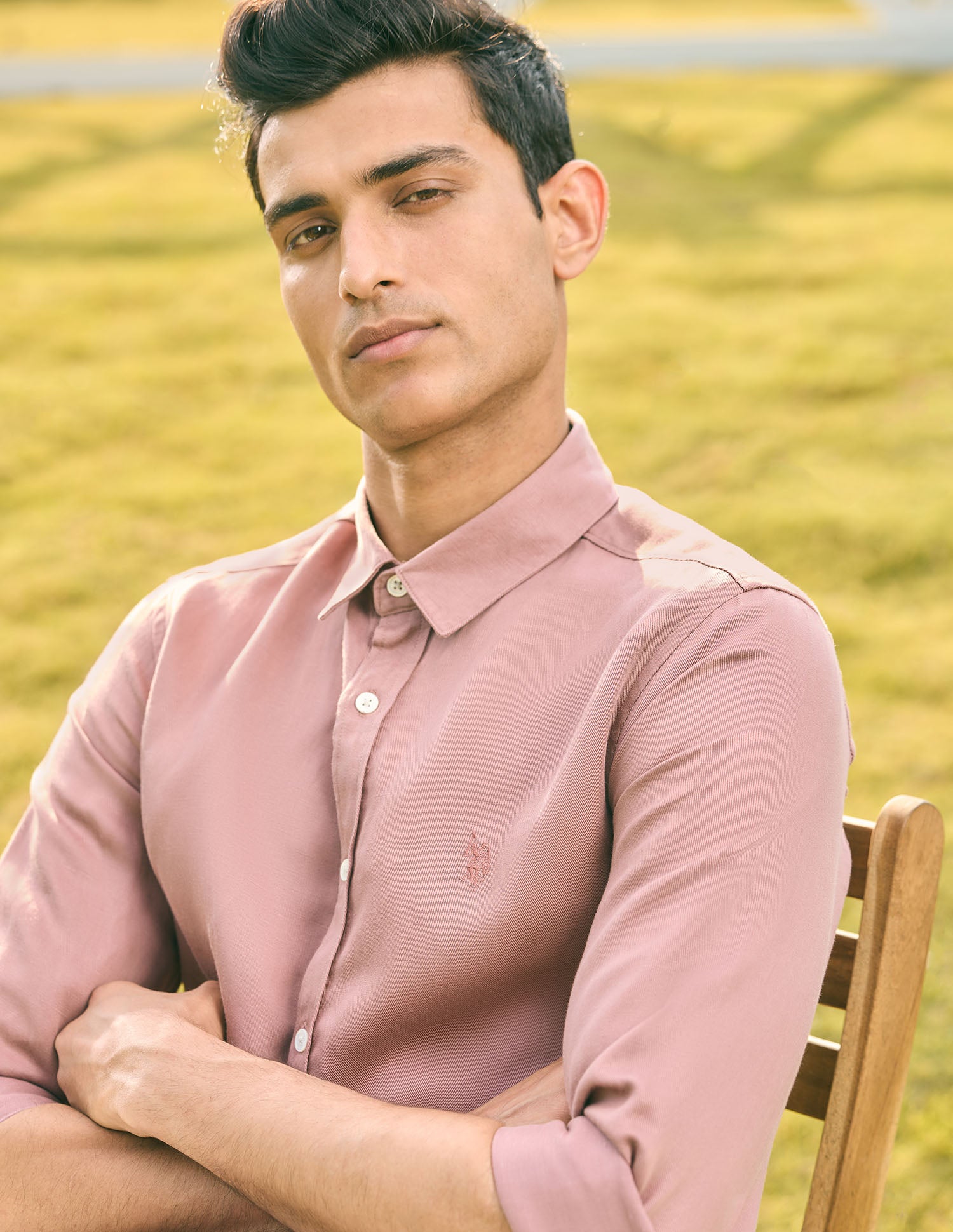 Pacho X Tailored Fit Twill Shirt Pink - U.S. POLO ASSN. | Large