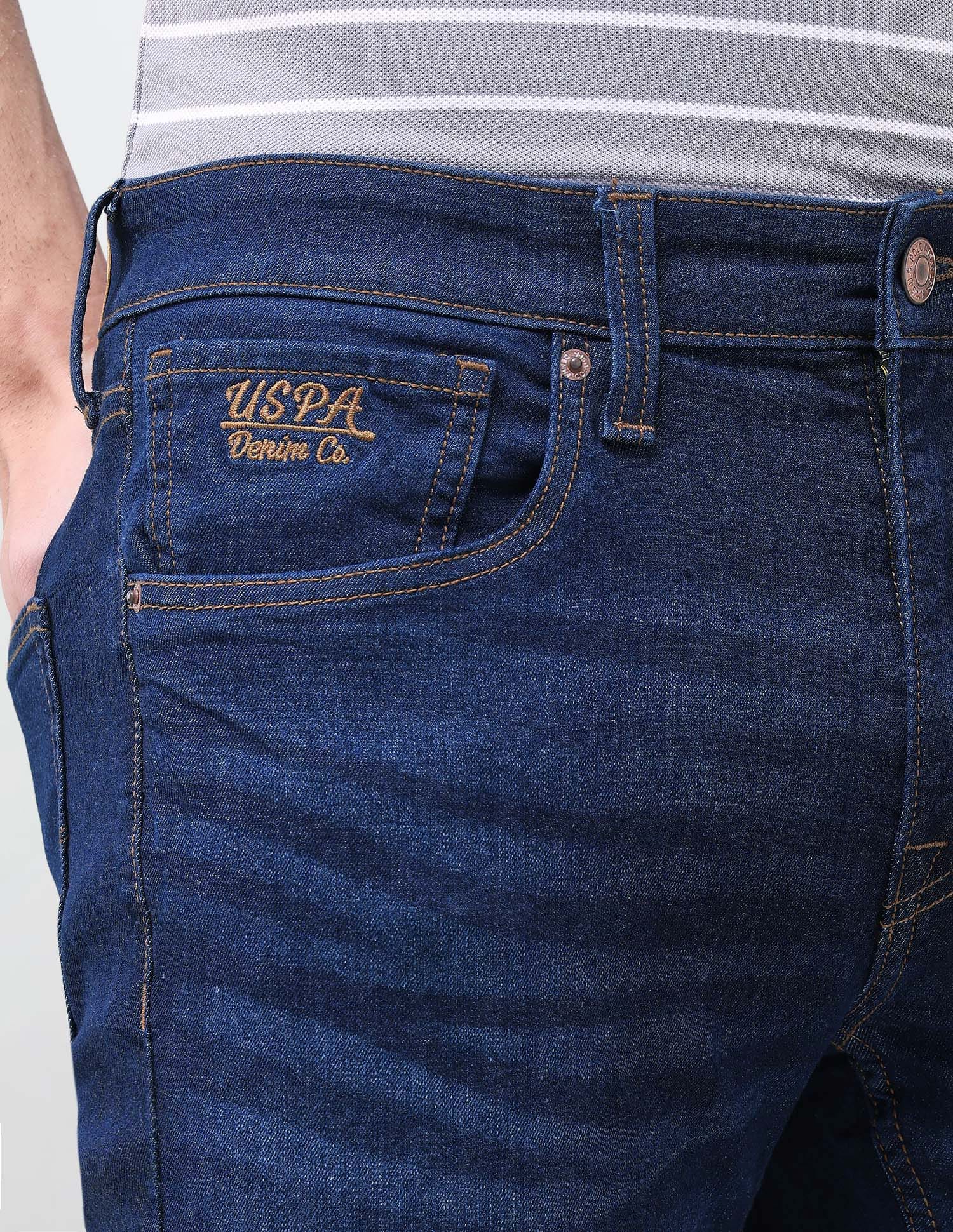 Solid Slim Straight Fit Jeans Blue - U.S. Polo Assn. India | Large