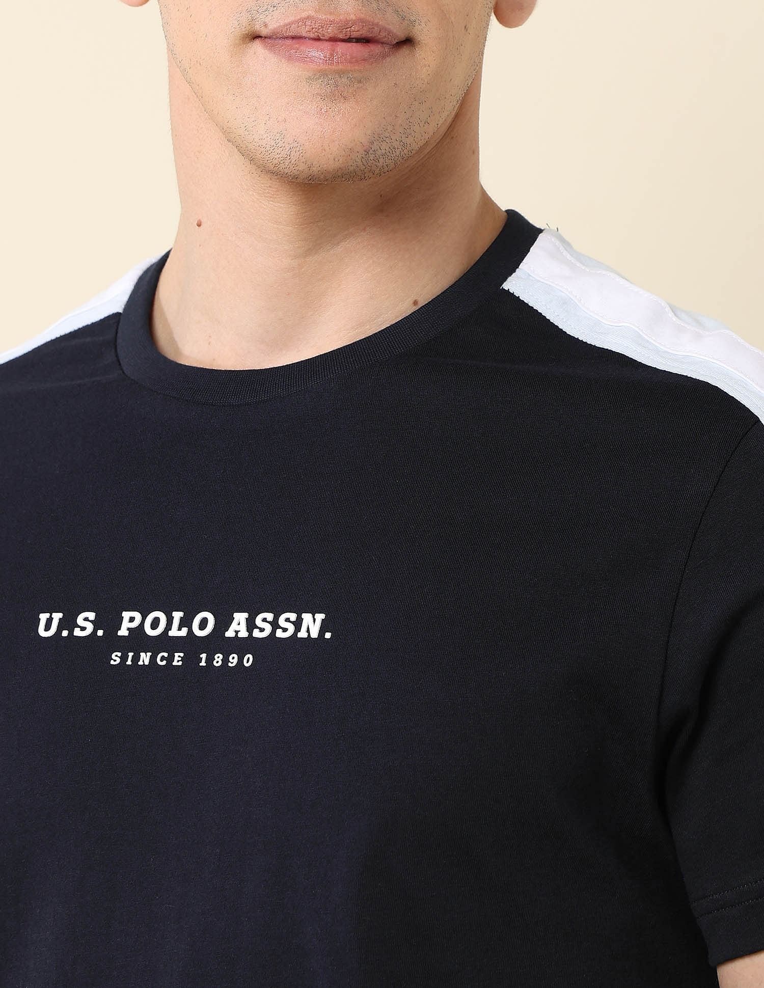 Contrast Taped Slim Fit T-Shirt Navy - U.S. POLO ASSN. | Large