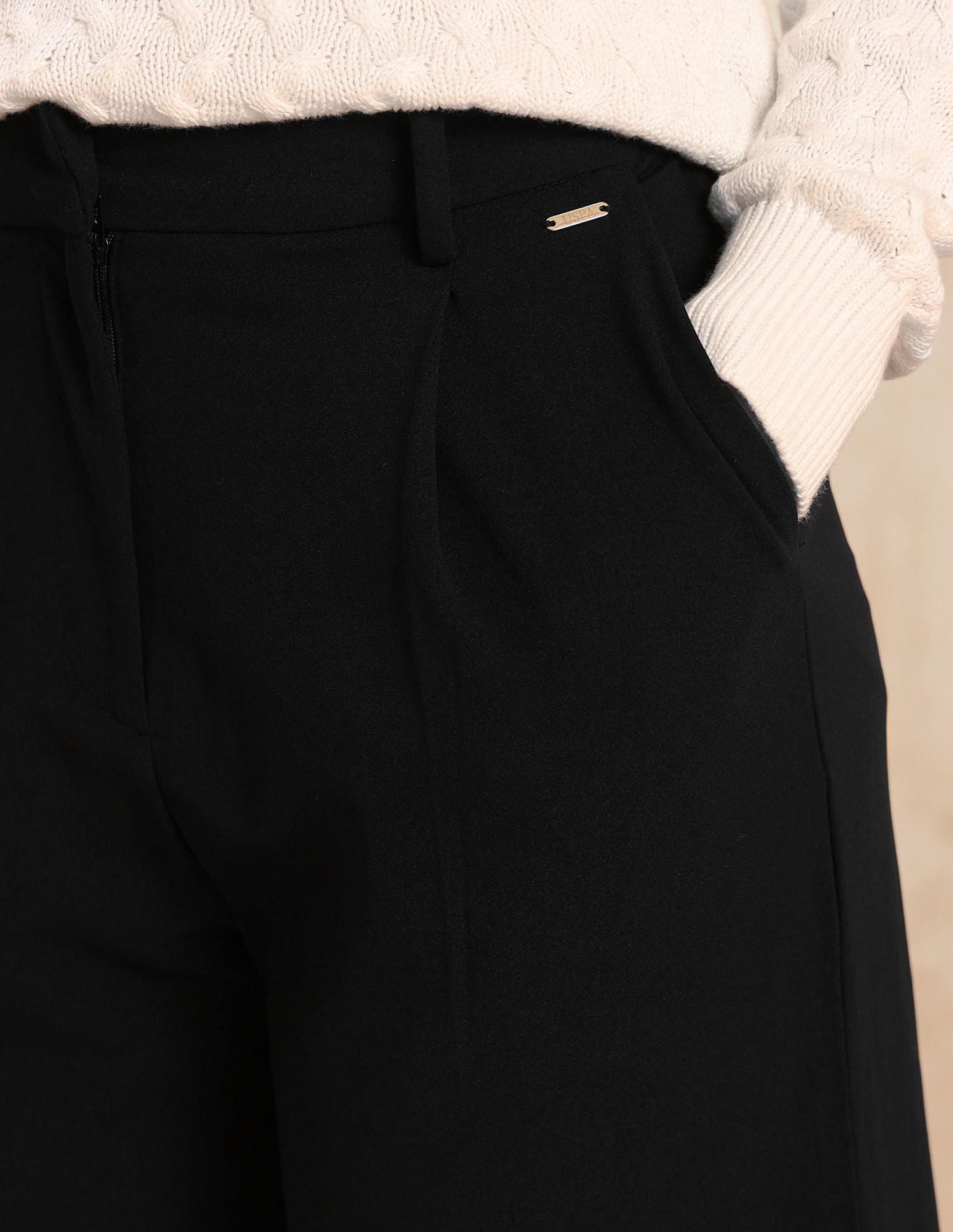 High Rise Wide Leg Trousers Black - U.S. POLO ASSN. | Large