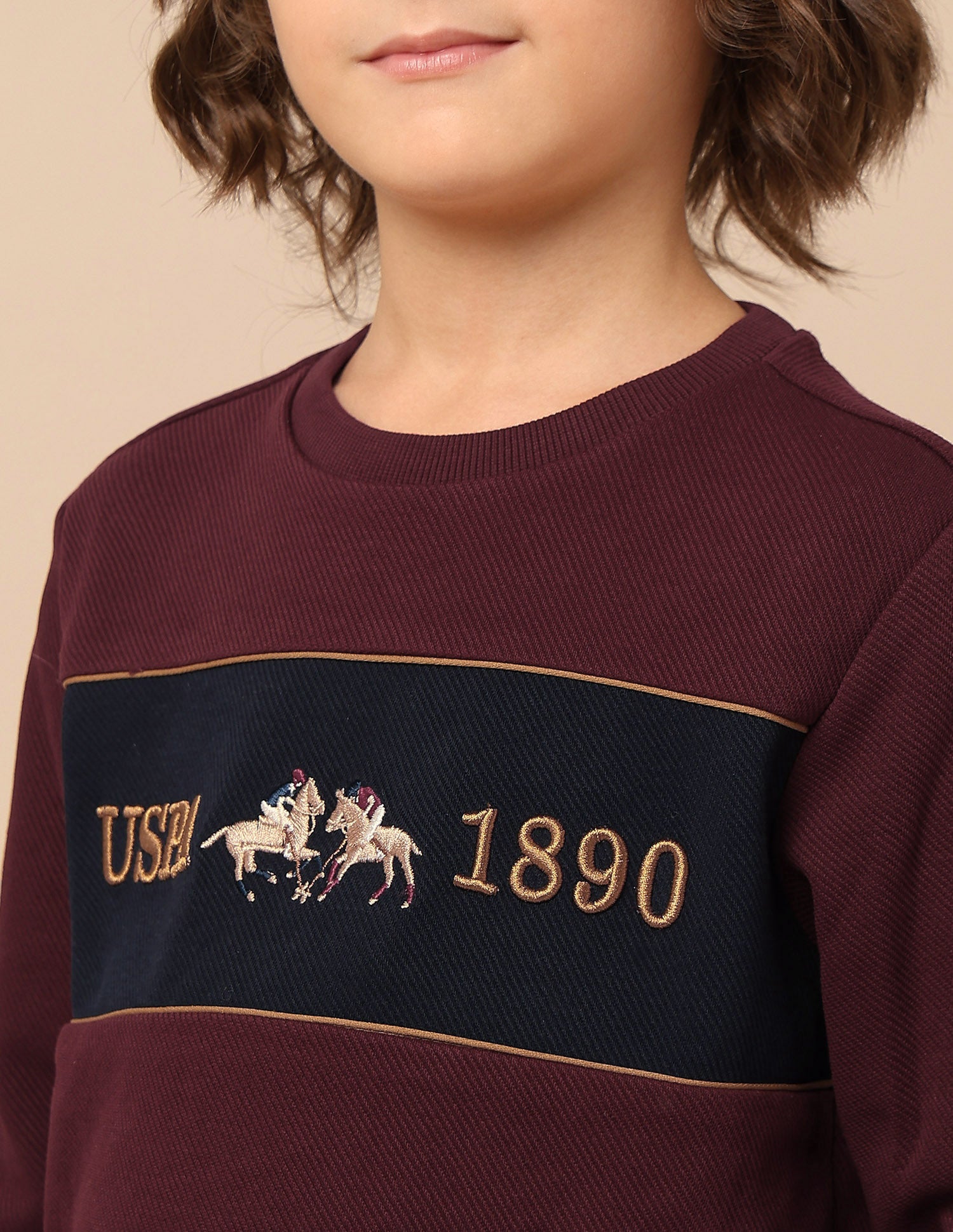 Boys Brand Embroidered Mini Me Sweatshirt Dark Red - U.S. POLO ASSN. | Large
