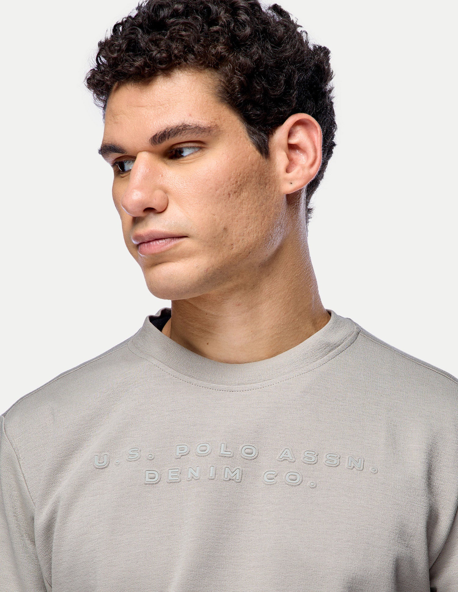 Brand Embossed Regular Fit Sweatshirt Beige - U.S. Polo Assn. India | Large