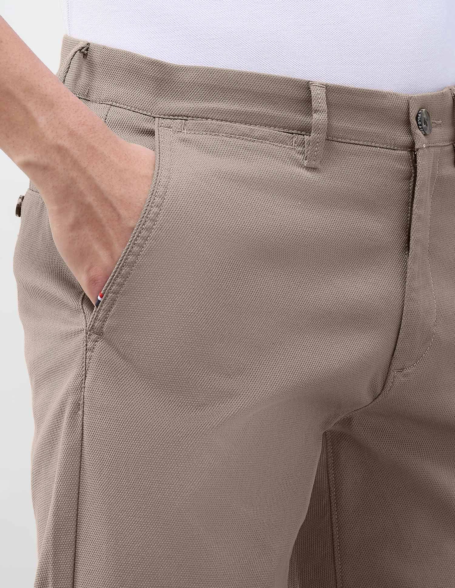 Riley Straight Fit Dobby Trousers Taupe Brown - U.S. Polo Assn. India | Large