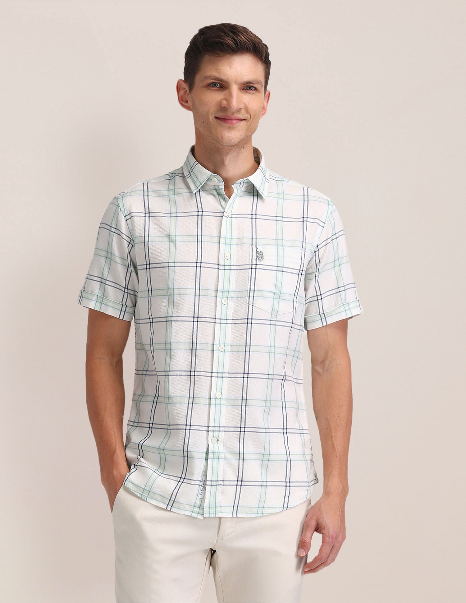 Plaid Check Dobby Shirt Ivory - U.S. Polo Assn. India | Large