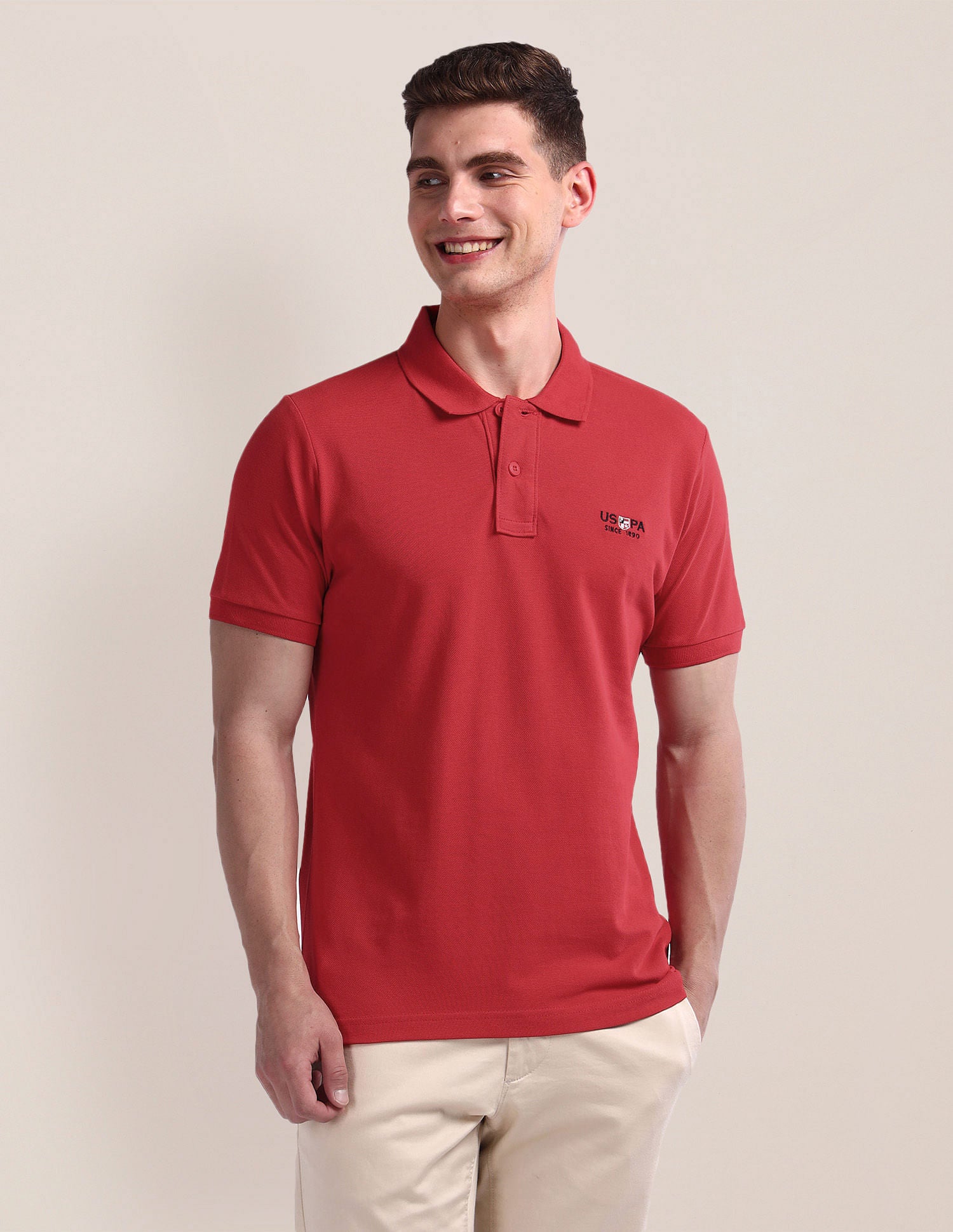 Short Sleeve Solid Polo Shirt Red - U.S. Polo Assn. India | Large