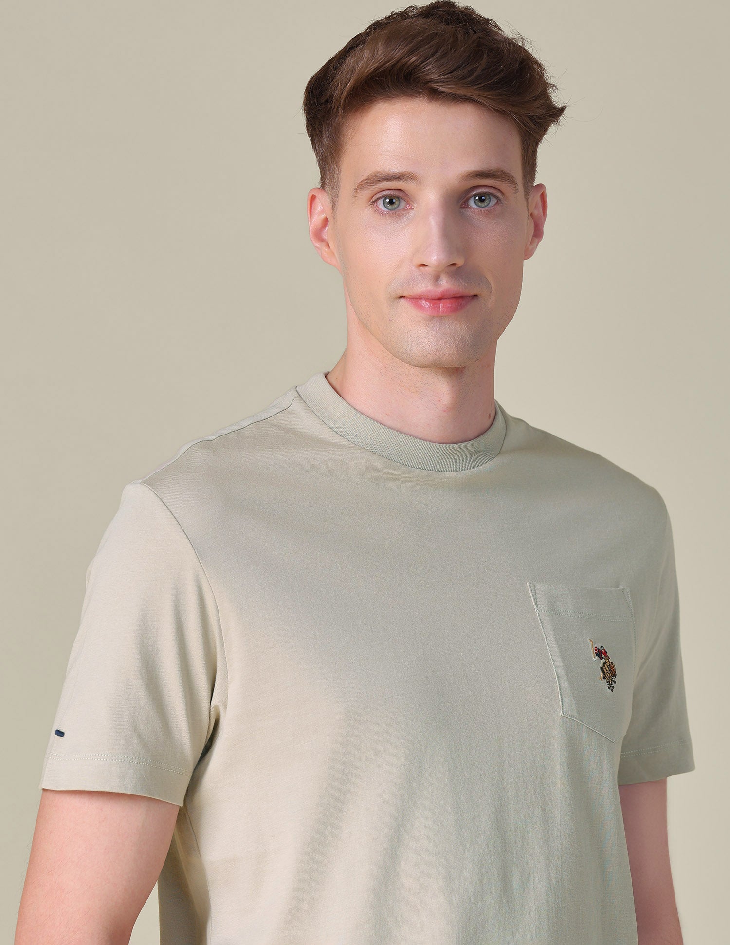 Solid Slim Fit T-Shirt Beige - U.S. POLO ASSN. | Large