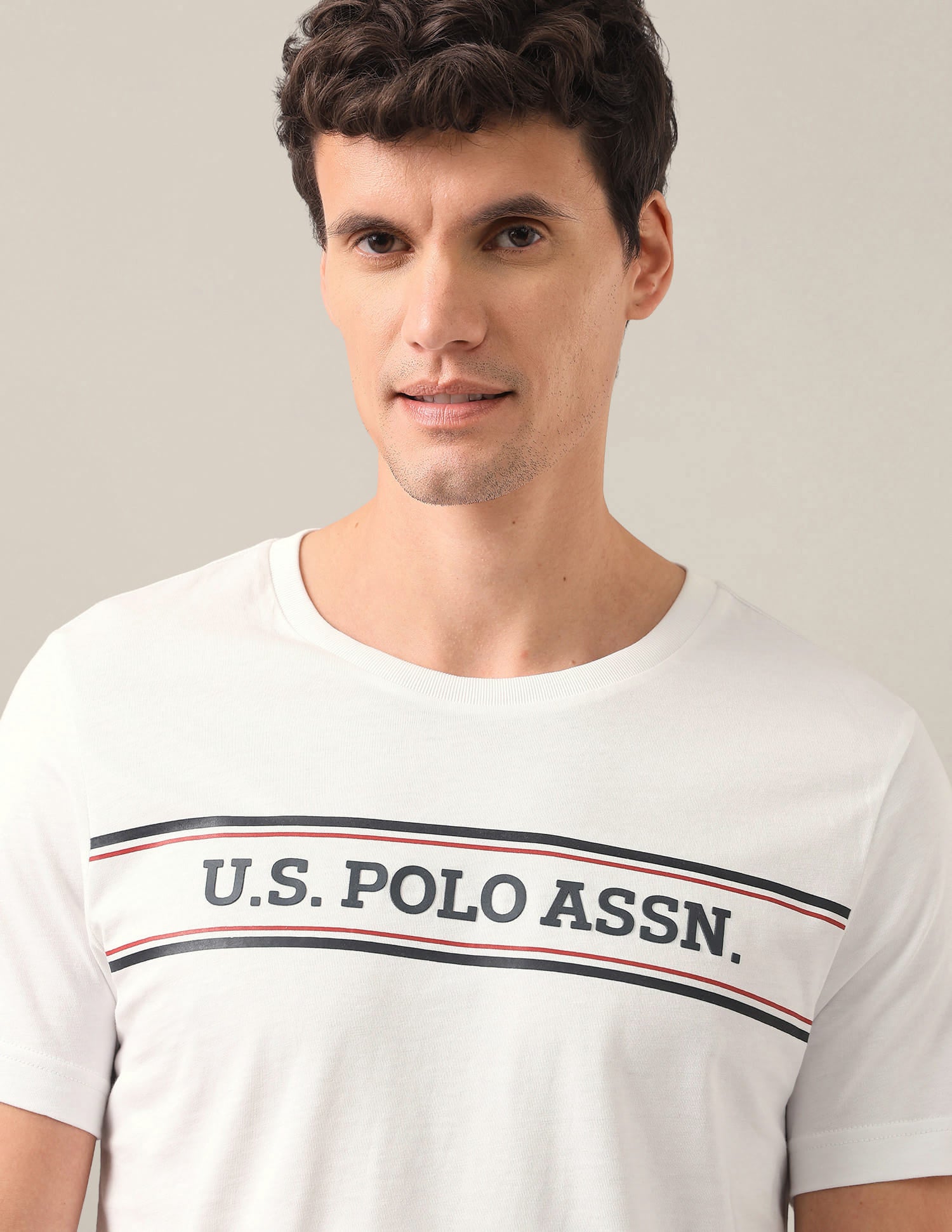Brand Embossed Regular Fit T-Shirt White - U.S. Polo Assn. India | Large