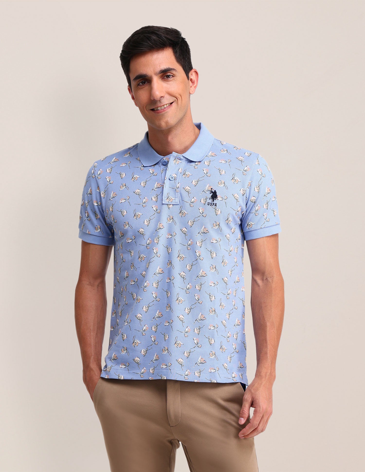 Solid Slim Fit Polo Shirt Blue - U.S. Polo Assn. India | Large