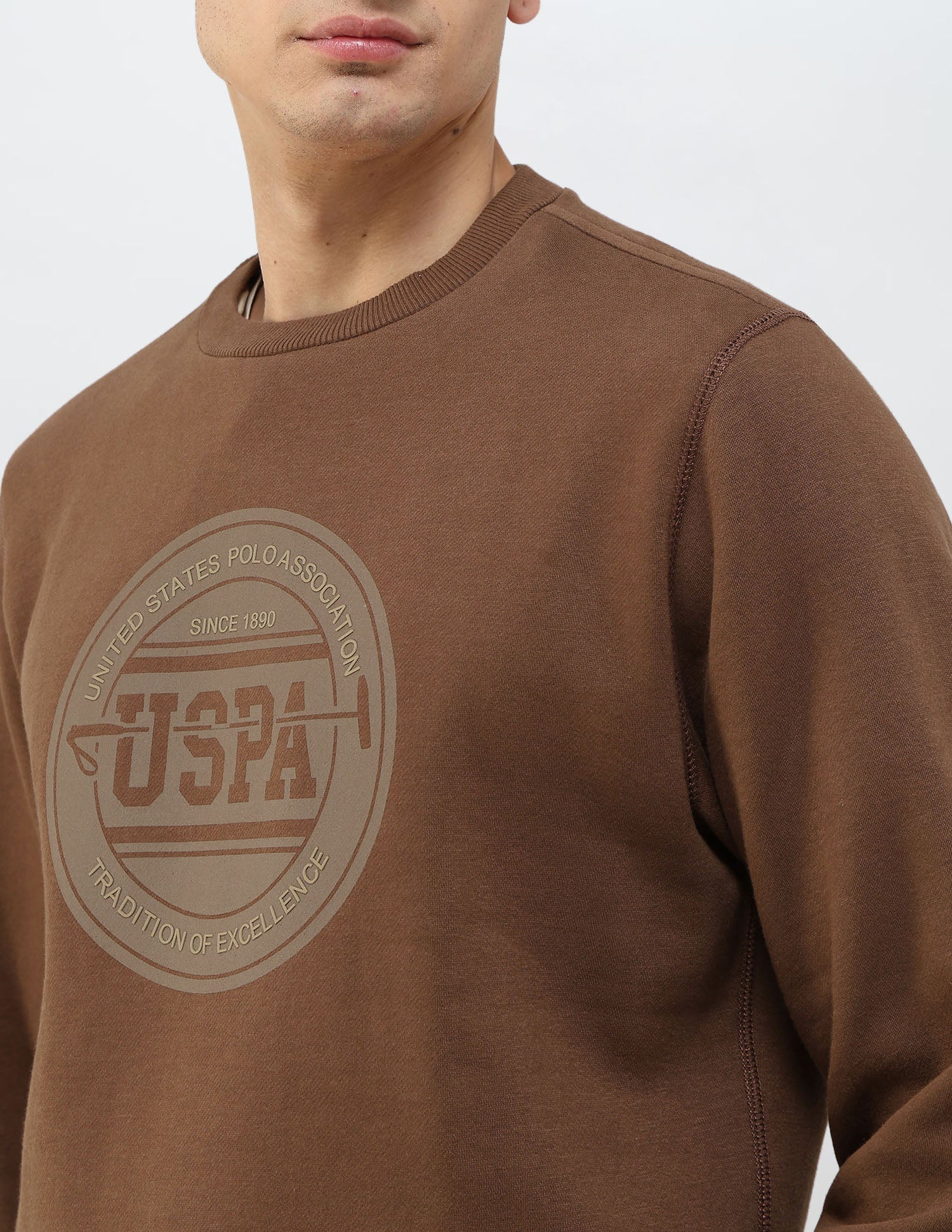 Brand Printed Regular Fit Sweatshirt Dark Brown - U.S. POLO ASSN. | Large