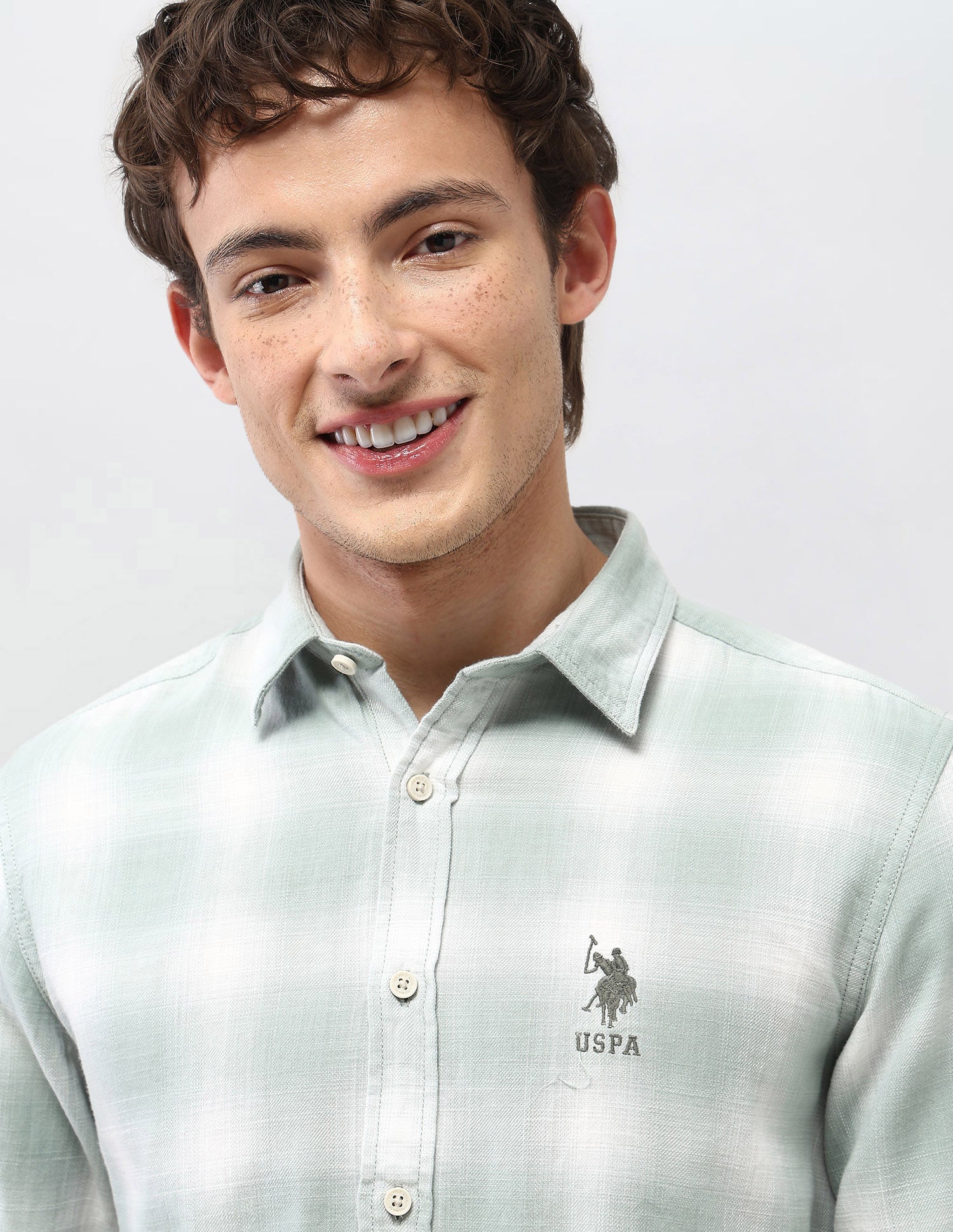 Motel On The Coast Tartan Checked Shirt Light Green - U.S. Polo Assn. India | Large