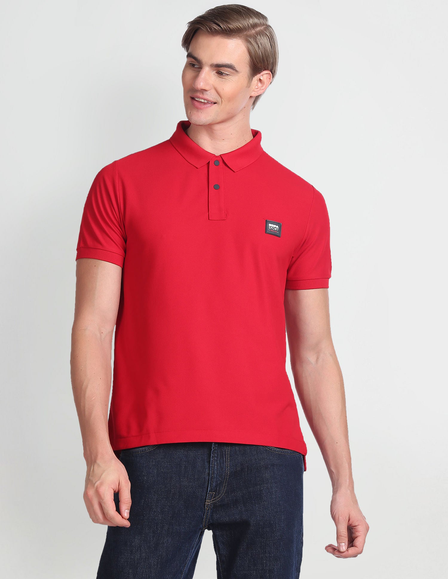 Solid Slim Fit Polo Shirt Red - U.S. Polo Assn. India | Large