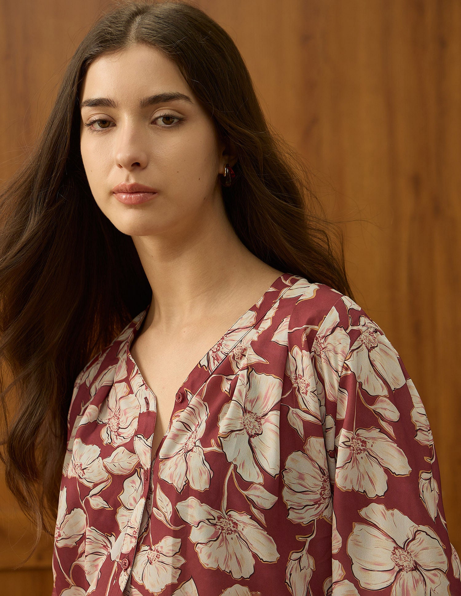 Relaxed Fit Floral Printed Top Brown - U.S. POLO ASSN. | Large