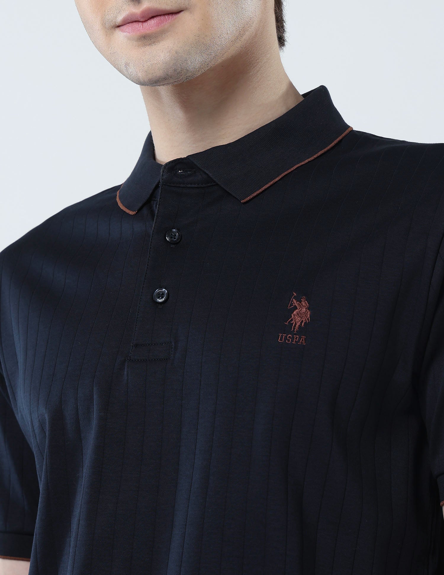 Textured Cotton 135 Anniversary Polo Shirt Navy - U.S. Polo Assn. India | Large