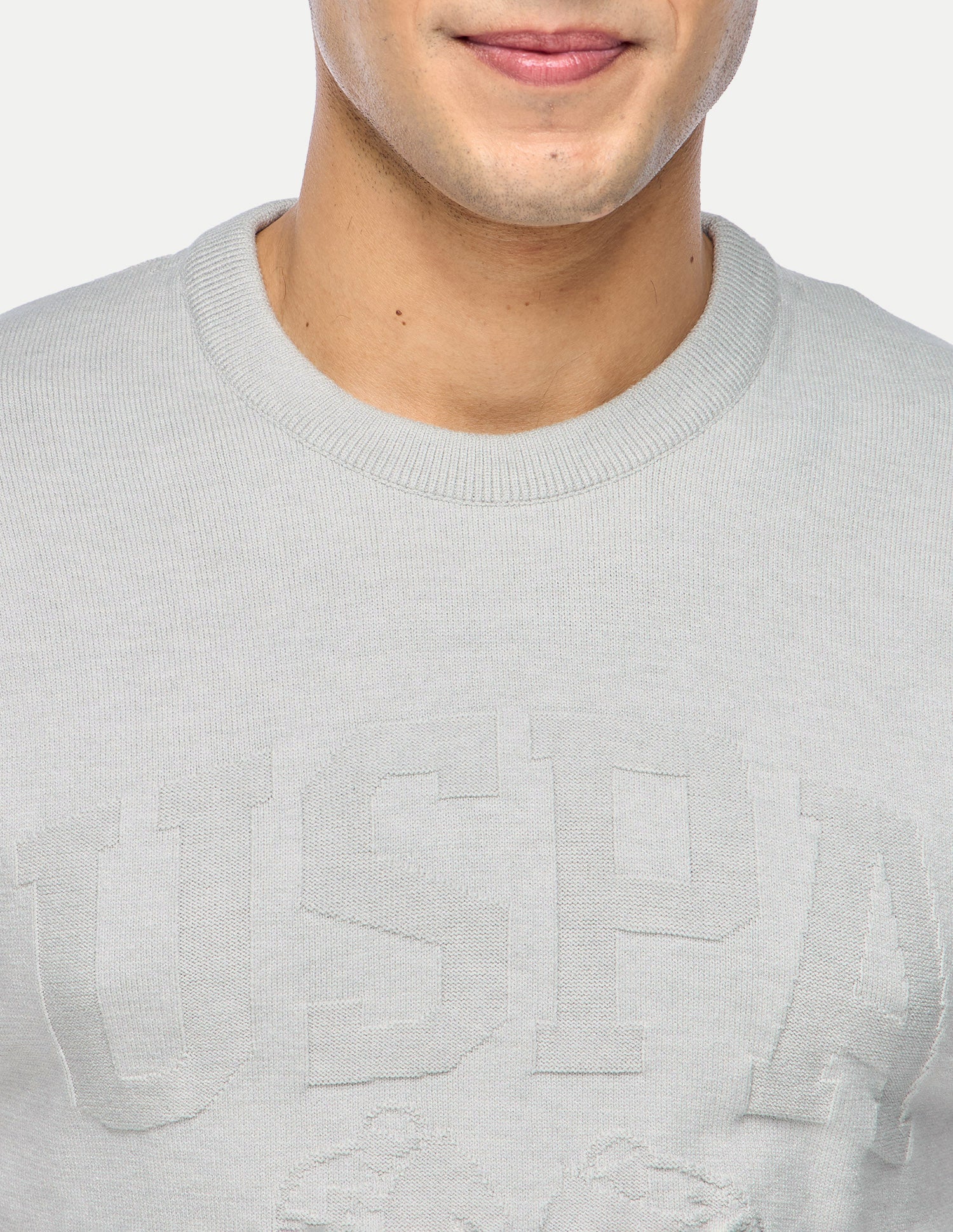 Brand Embossed Regular Fit Sweater Light Grey - U.S. Polo Assn. India | Large