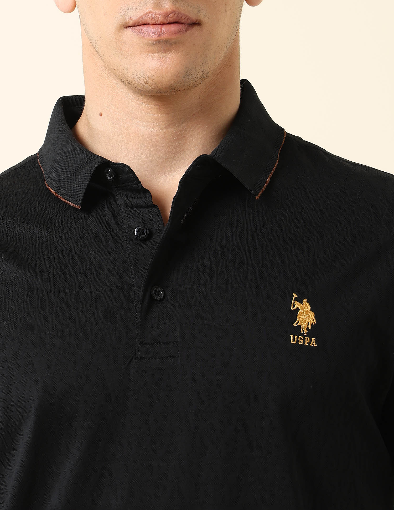 Solid Monochrome Majesty Polo Shirt Black - U.S. Polo Assn. India | Large