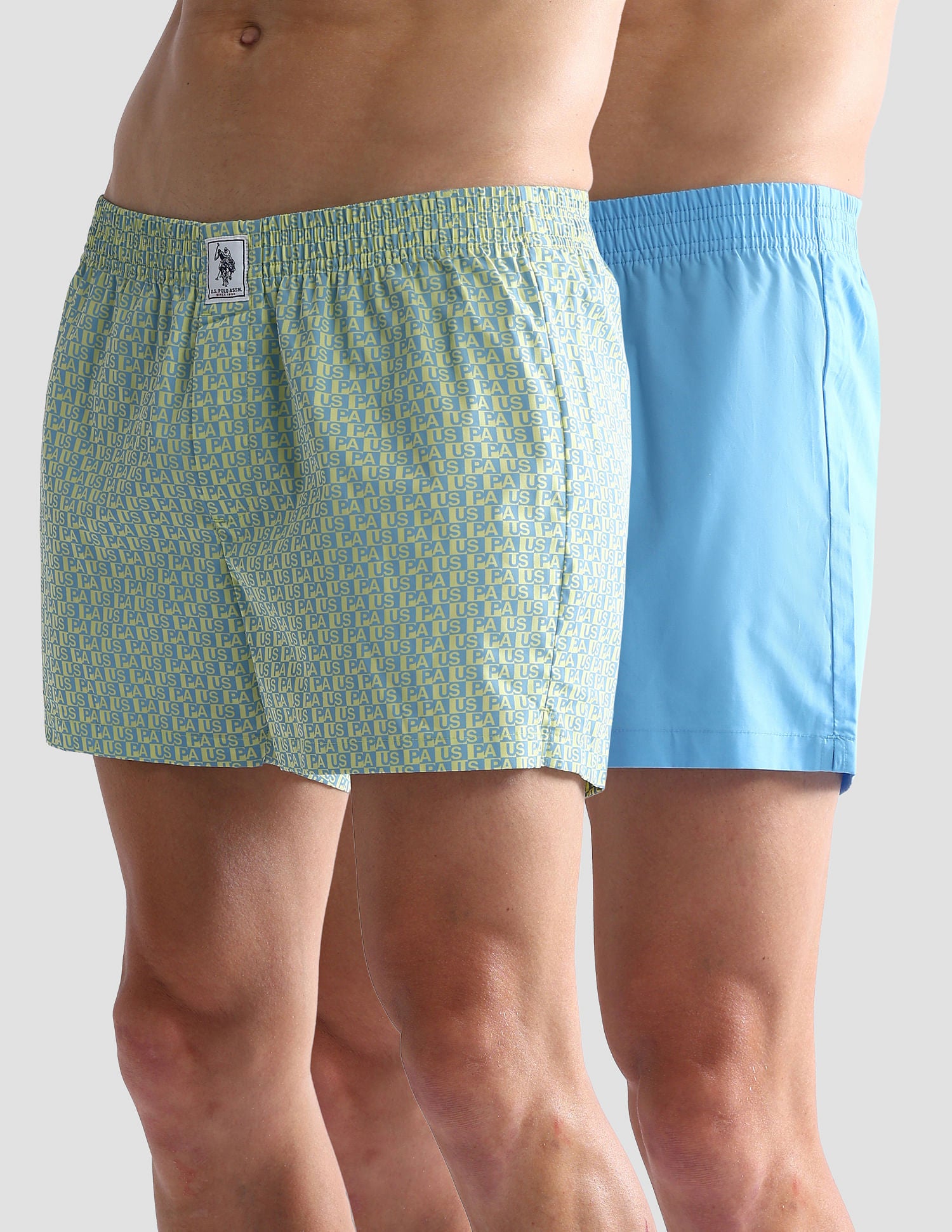 Mid Rise Soft Cotton OEX02 Boxers - Pack Of 2 Green and Blue - U.S. POLO ASSN. | Large